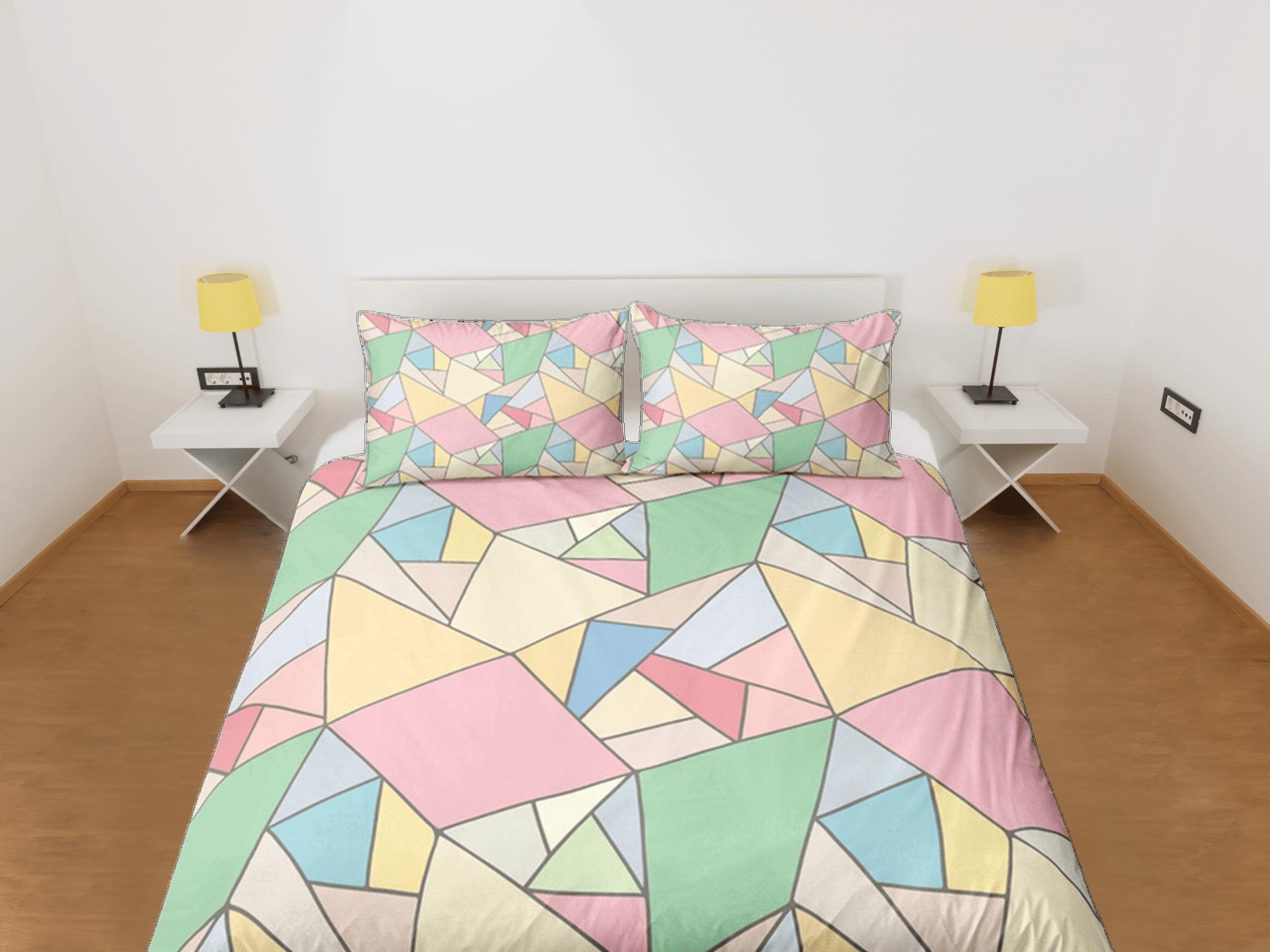 daintyduvet Modern Geometric Rainbow Duvet Cover Colorful Dorm Bedding Set Full Abstract Design King Duvet Cover Queen Duvet Bedspread