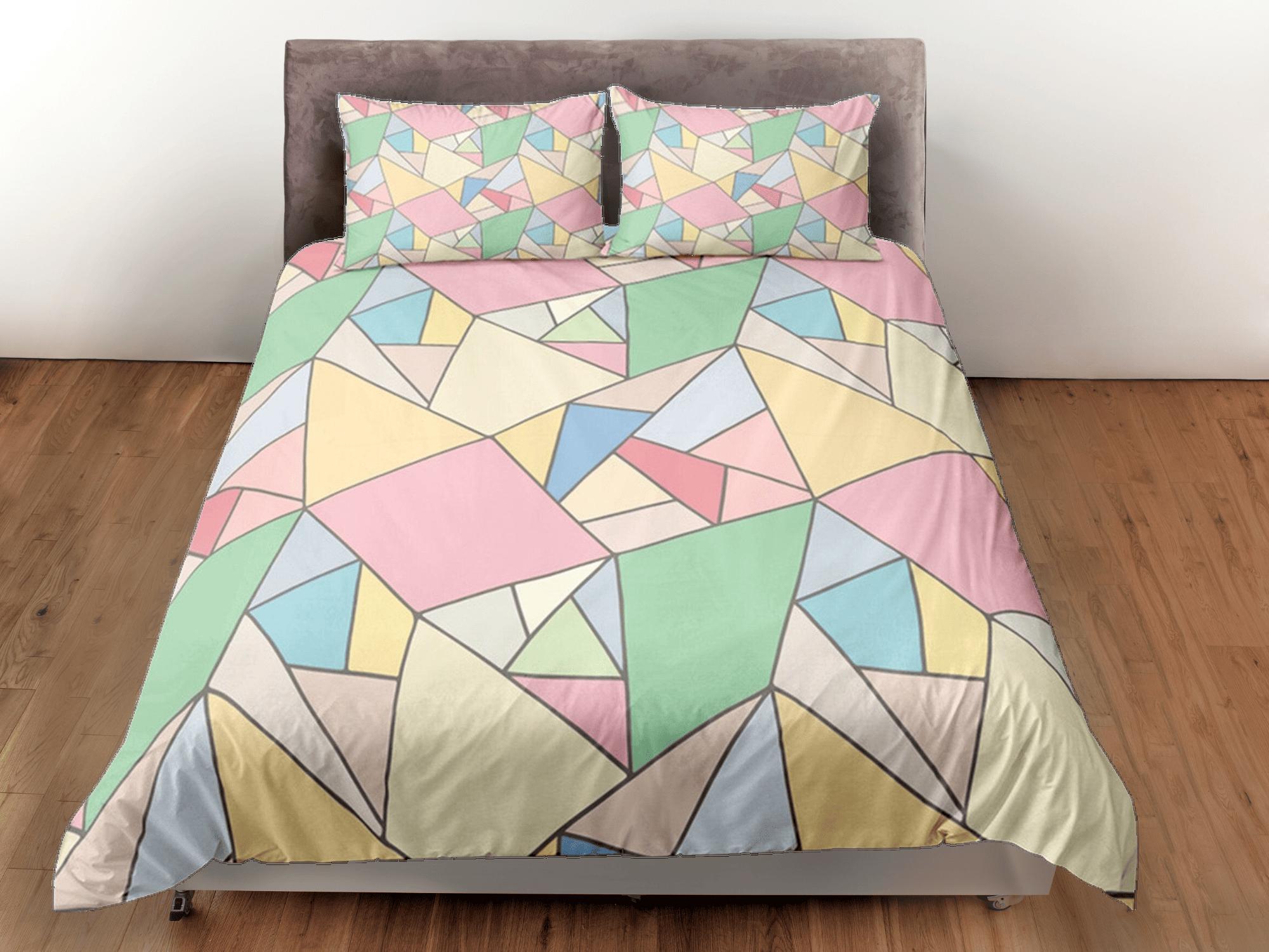 daintyduvet Modern Geometric Rainbow Duvet Cover Colorful Dorm Bedding Set Full Abstract Design King Duvet Cover Queen Duvet Bedspread