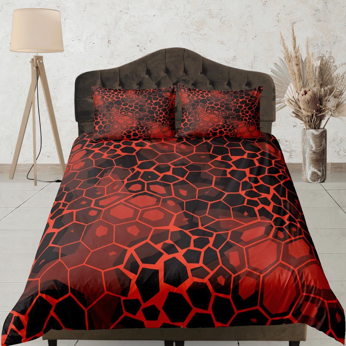 daintyduvet Modern Geometric Red Duvet Cover Colorful Dorm Bedding Set Full Abstract Design Bedspread