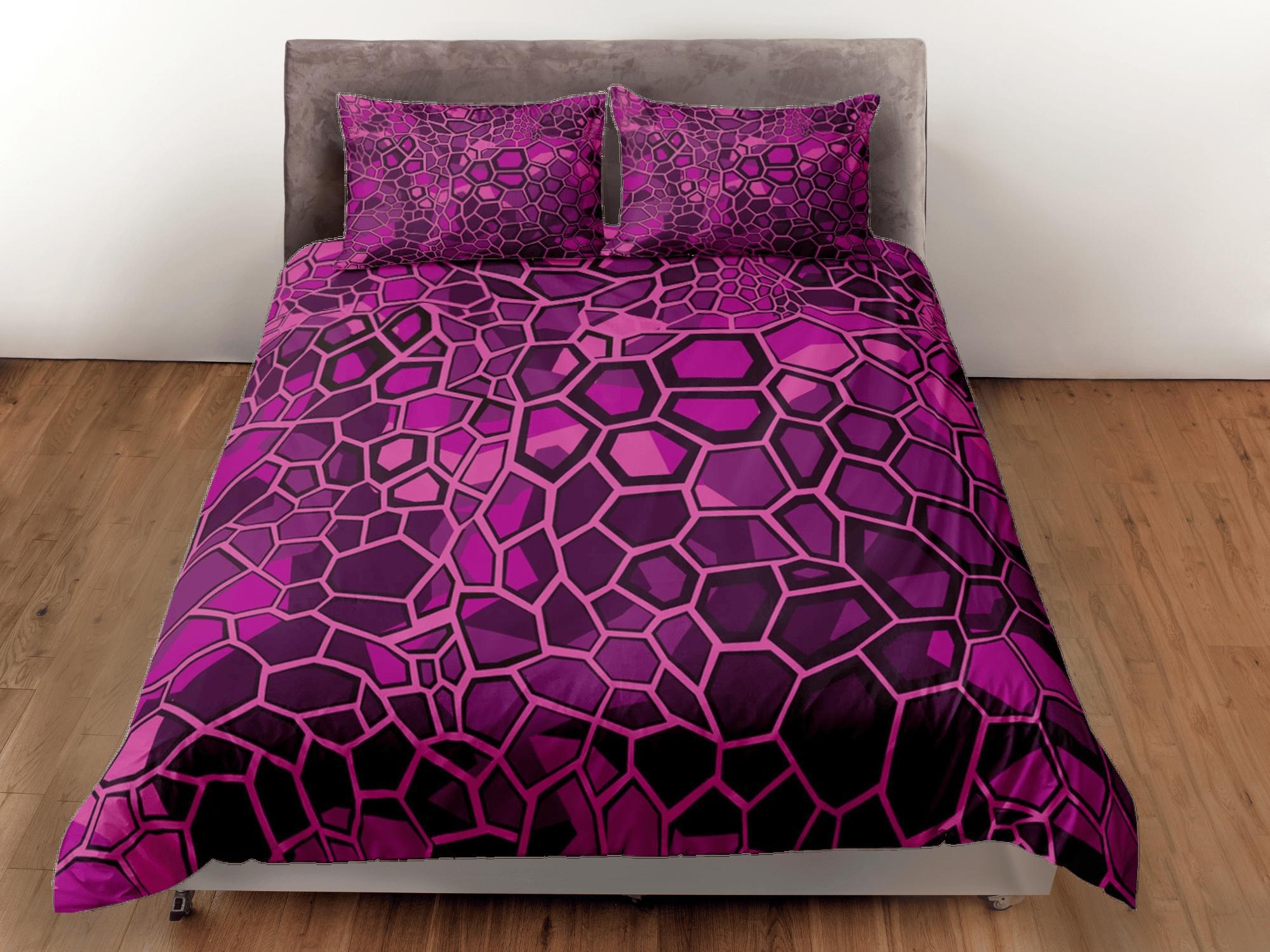 daintyduvet Modern Geometric Violet Duvet Cover Colorful Dorm Bedding Set Full Abstract Design Pillowcase King Duvet Queen Bedspread