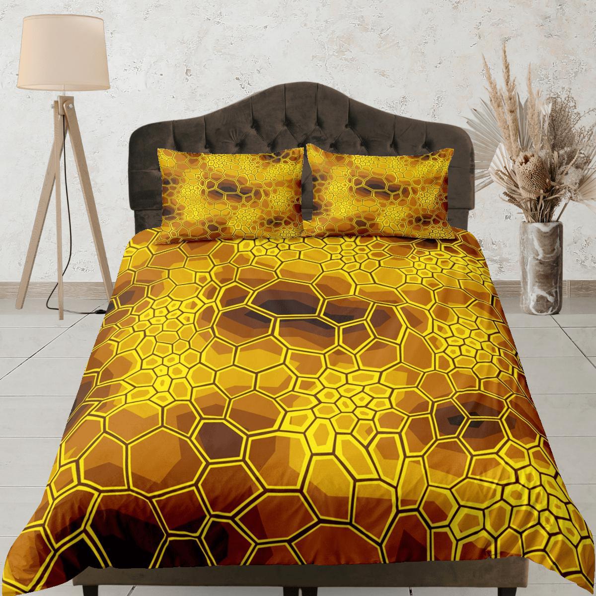 daintyduvet Modern Geometric Yellow Duvet Cover Colorful Dorm Bedding Set Full Abstract Design Bedspread