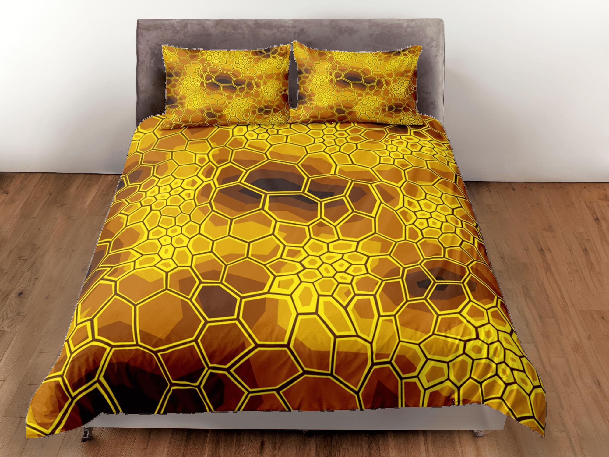 daintyduvet Modern Geometric Yellow Duvet Cover Colorful Dorm Bedding Set Full Abstract Design Bedspread