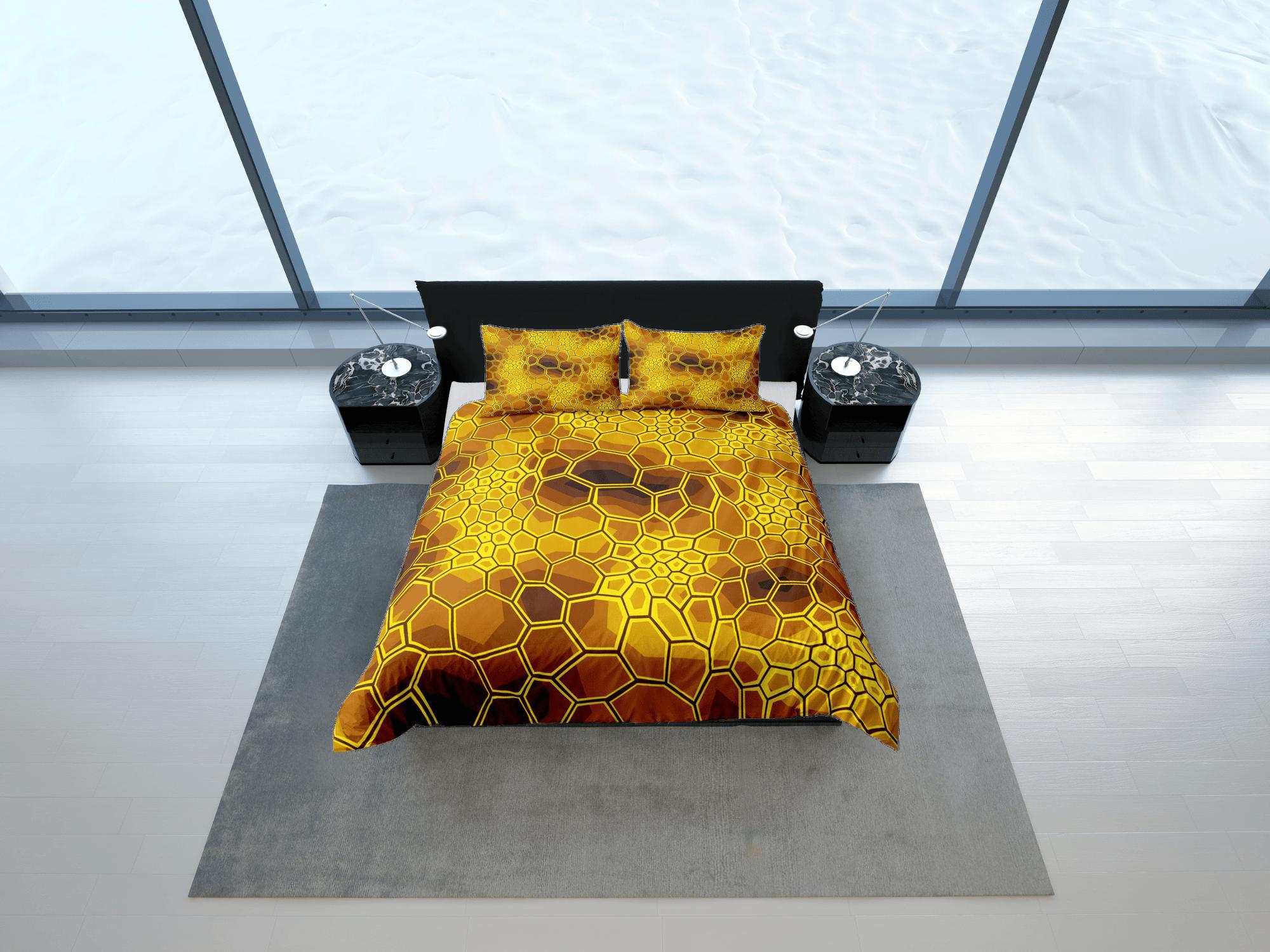 daintyduvet Modern Geometric Yellow Duvet Cover Colorful Dorm Bedding Set Full Abstract Design Bedspread