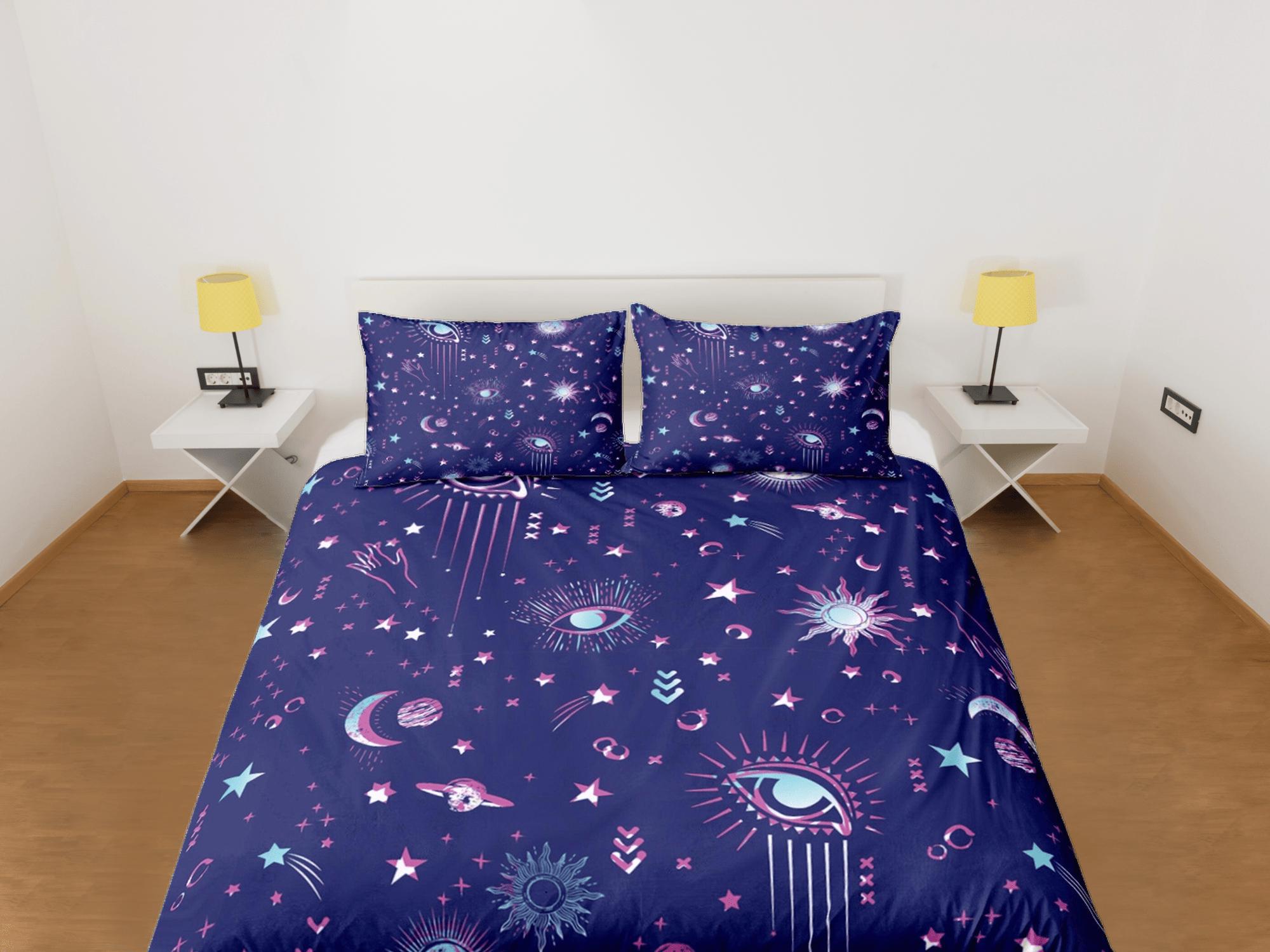 daintyduvet Moon Stars Galaxy Purple Duvet Cover Set Bedspread, Dorm Bedding with Pillowcase