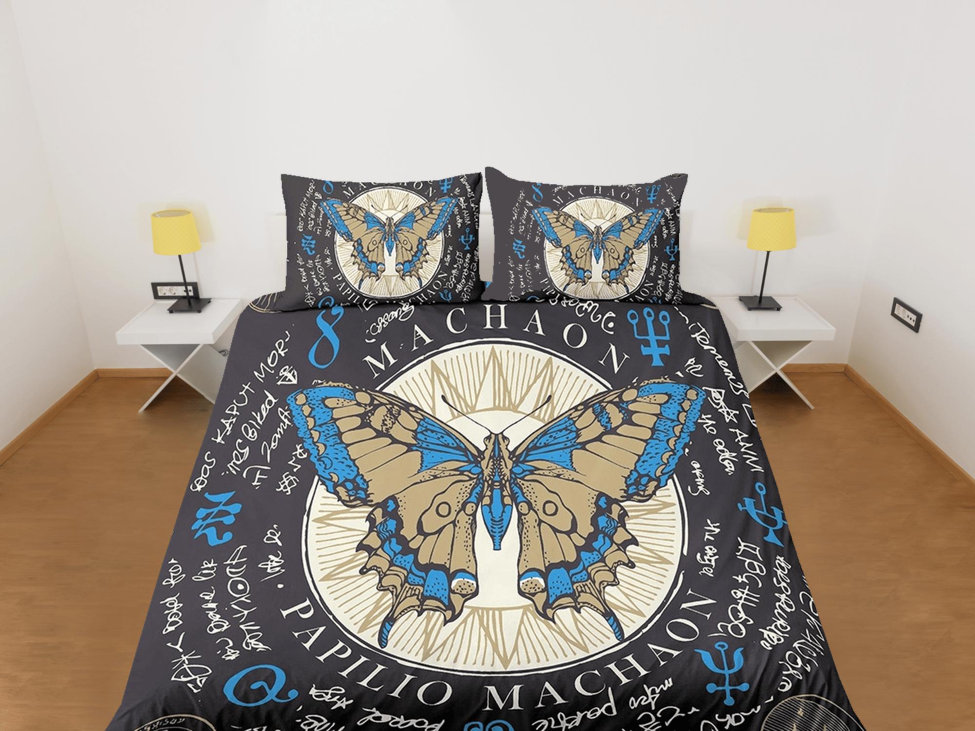 daintyduvet Mystical butterfly celestial bedding, witchy decor dorm bedding, aesthetic duvet, boho bedding set full king queen, gothic bedspread