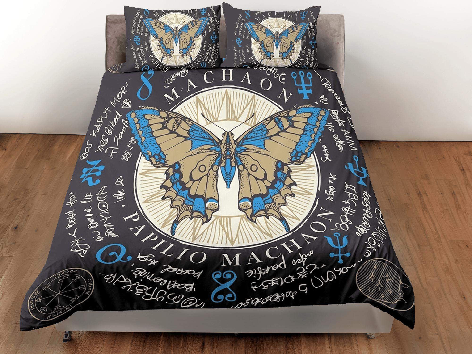 daintyduvet Mystical butterfly celestial bedding, witchy decor dorm bedding, aesthetic duvet, boho bedding set full king queen, gothic bedspread