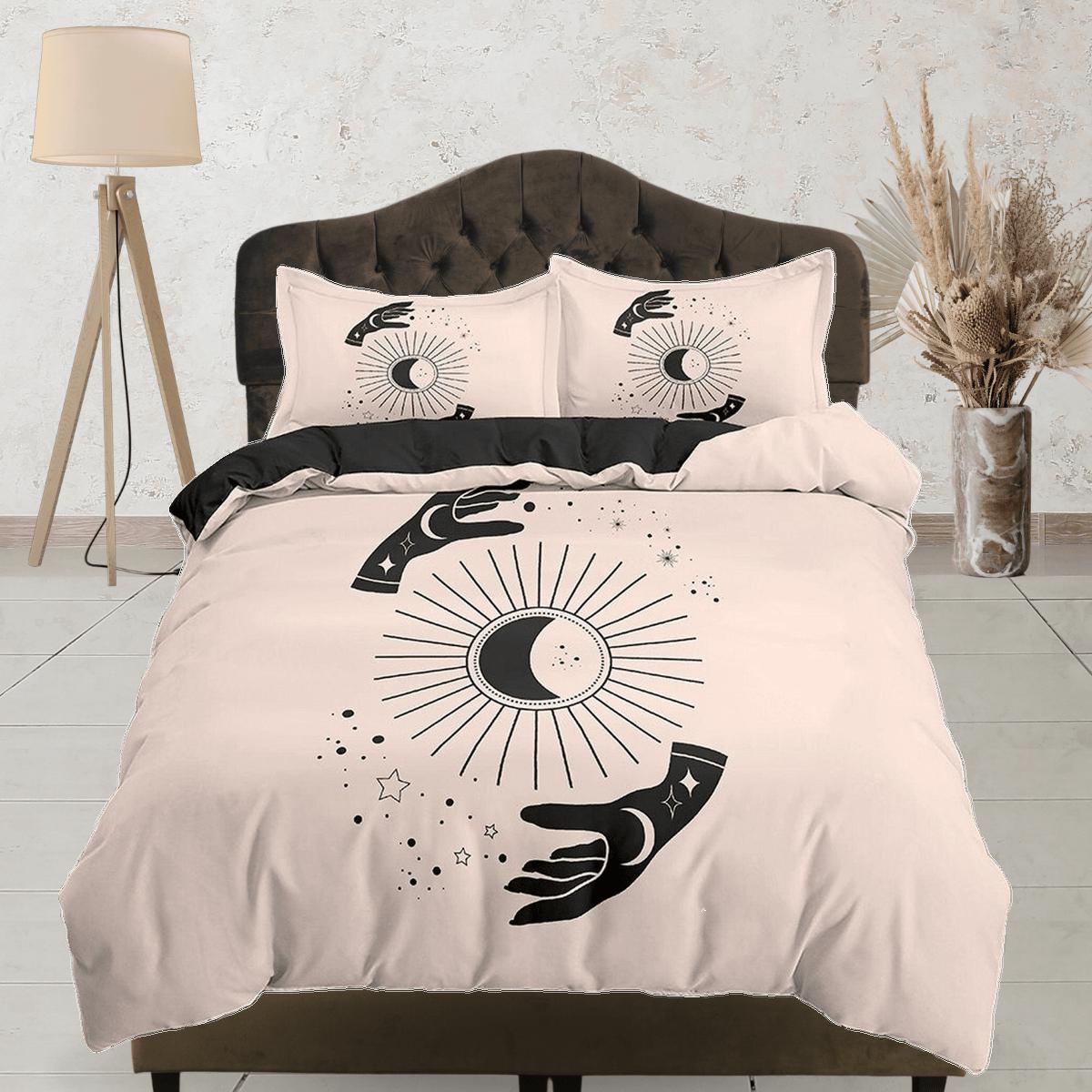 daintyduvet Mystical Magic Boho Beige Bedding Minimalist, Zodiac Gift Celestial Dorm Bedding, Astrology Duvet Cover Set, Aesthetic Duvet King Queen Full