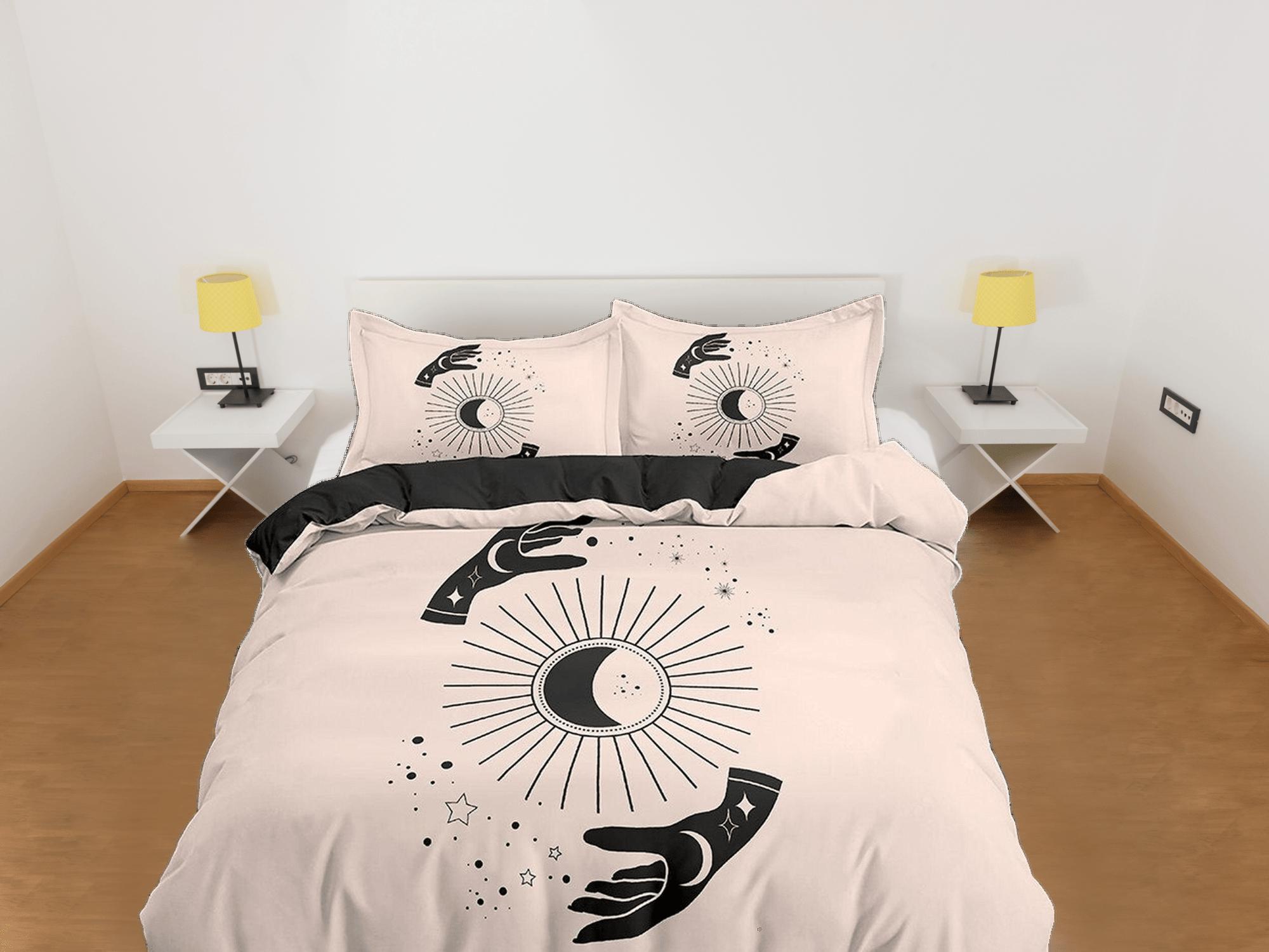 daintyduvet Mystical Magic Boho Beige Bedding Minimalist, Zodiac Gift Celestial Dorm Bedding, Astrology Duvet Cover Set, Aesthetic Duvet King Queen Full