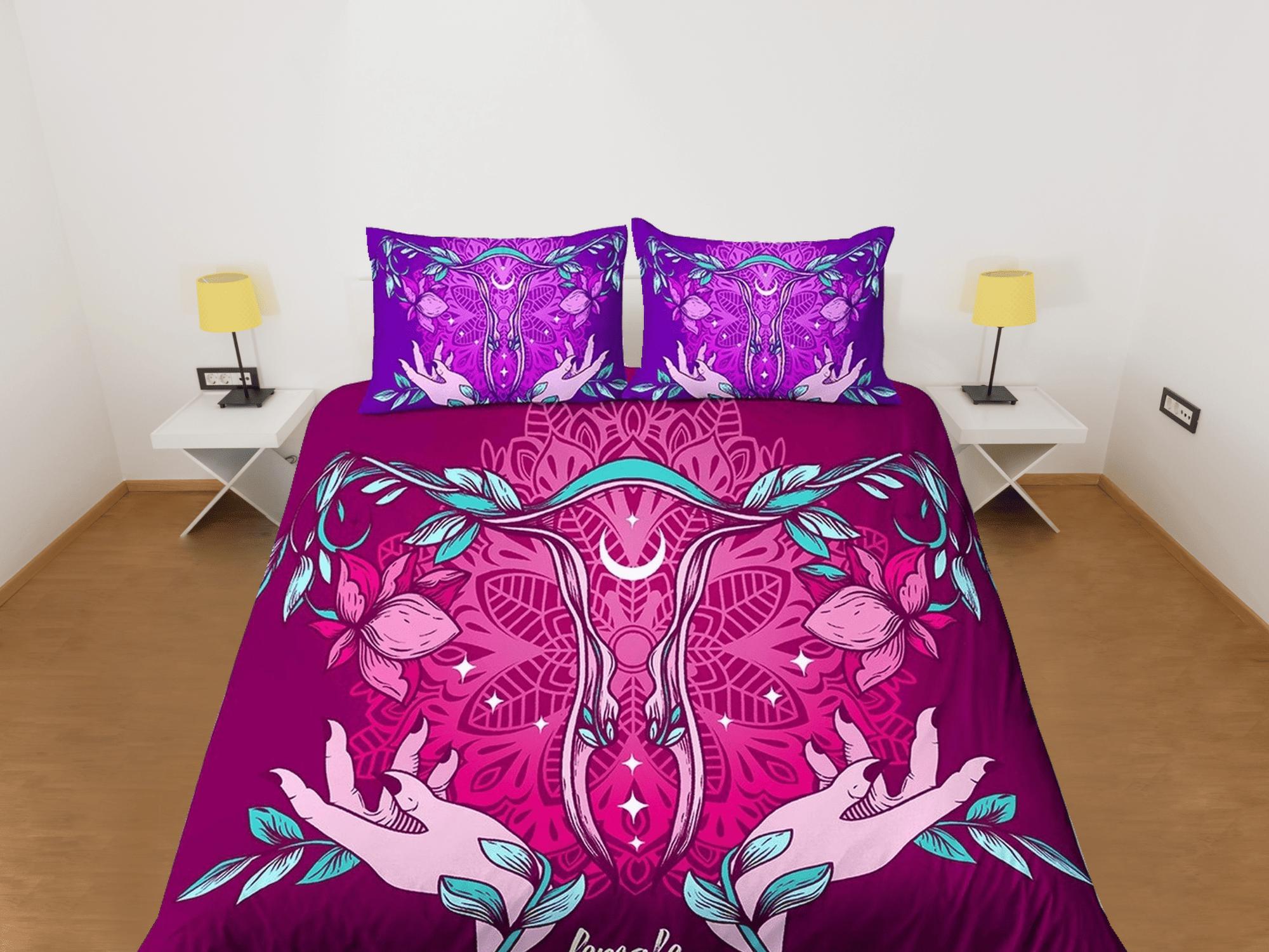 daintyduvet Mystical violet bedding, witchy decor dorm bedding, aesthetic duvet, boho bedding set full king queen, astrology gifts, gothic art
