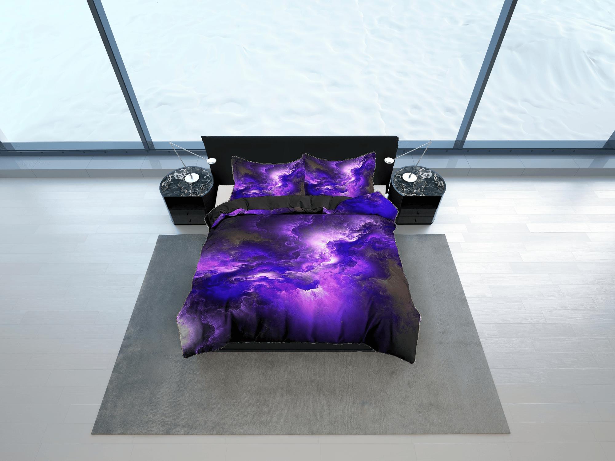 daintyduvet Nebula galaxy purple bedding, 3d outer space bedding set full, cosmic duvet cover king, queen, dorm bedding, toddler bedding aesthetic duvet