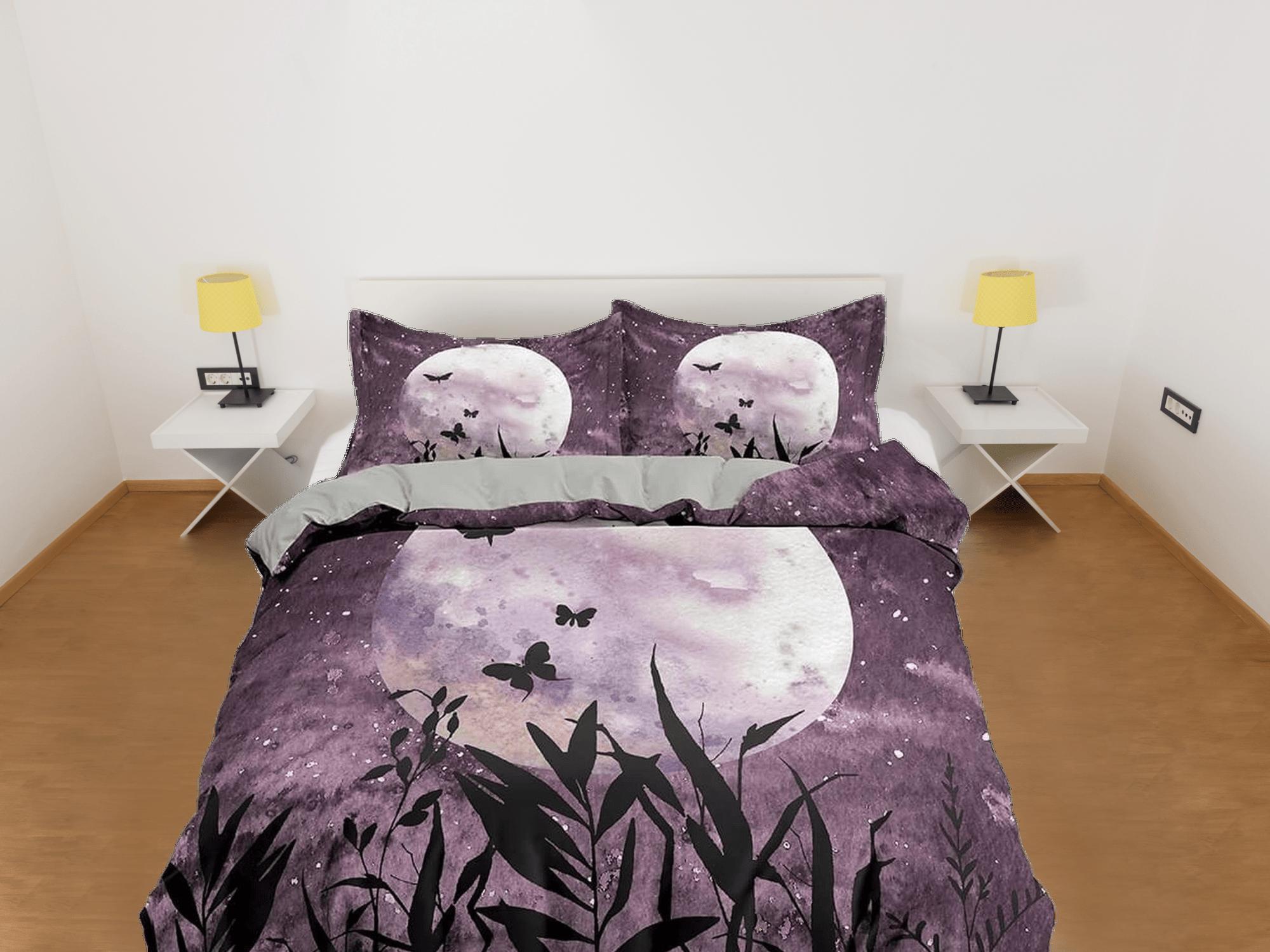 daintyduvet Night butterfly moon duvet cover set galaxy bedding, space bedding set full, duvet cover king, queen, dorm bedding, toddler bedding