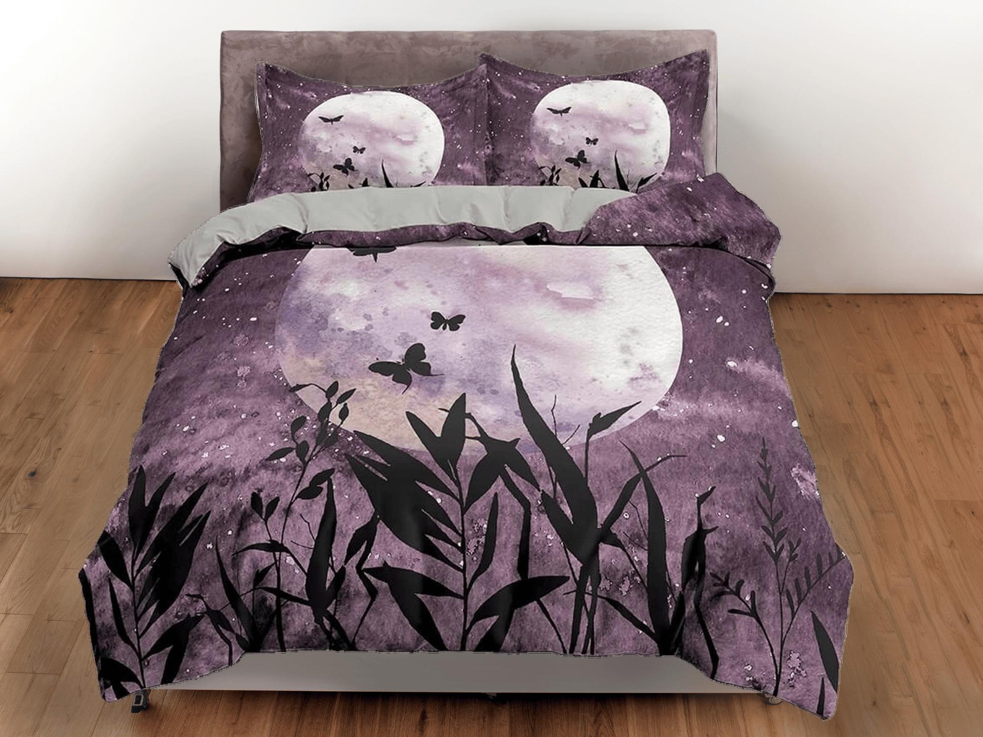 daintyduvet Night butterfly moon duvet cover set galaxy bedding, space bedding set full, duvet cover king, queen, dorm bedding, toddler bedding