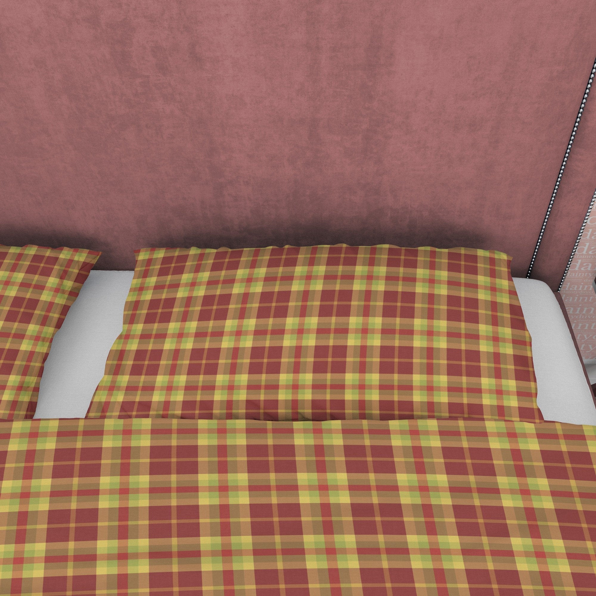 Nude Color Plaid Bedding Checkered Cotton Duvet Cover, Modern Farmhouse Rustic Bedroom Set, Brown Yellow Blanket Cover Tartan Quilt Cover