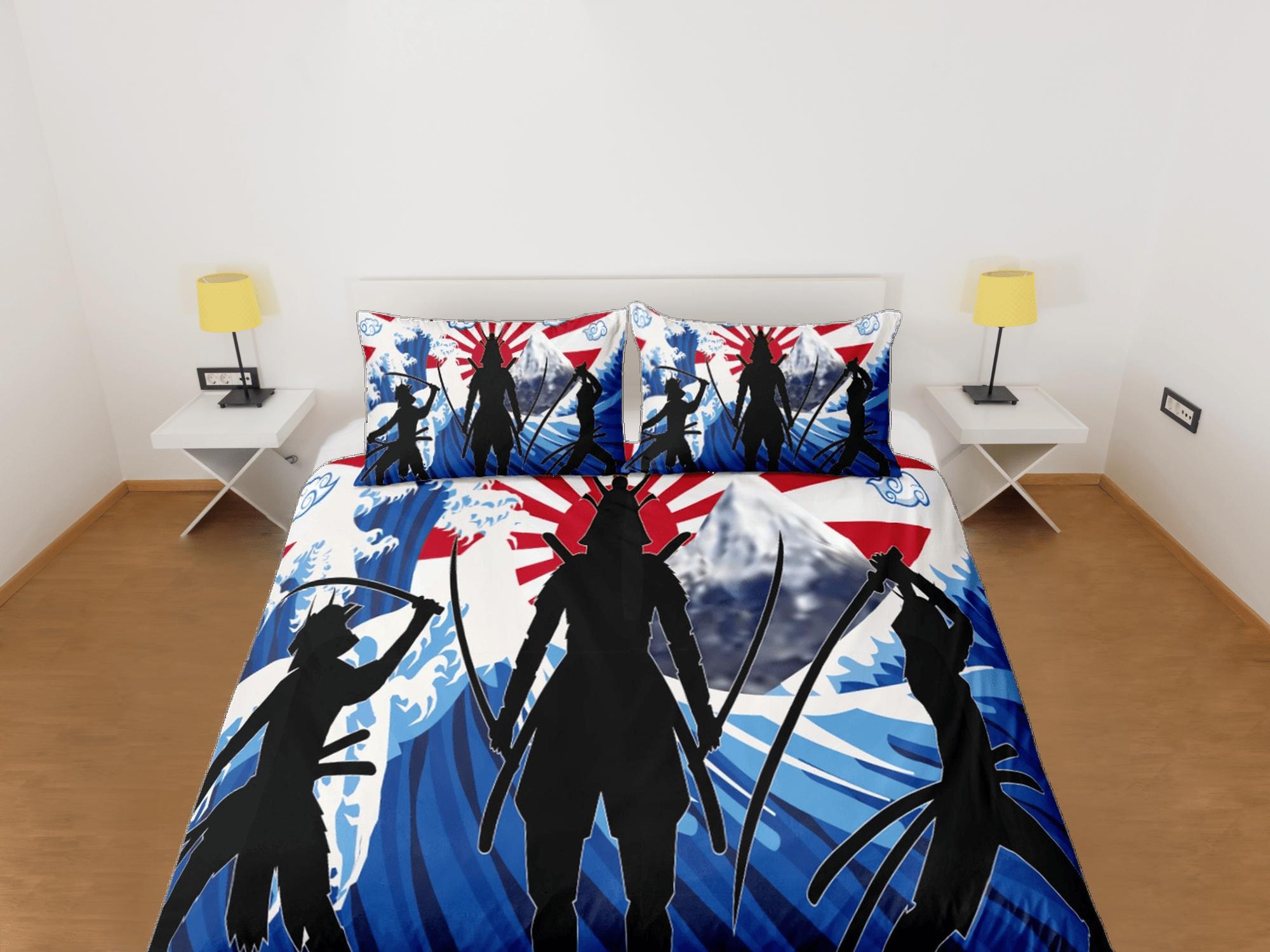 daintyduvet Oriental bedding, hero fighters, japanese duvet cover set for king, queen, full, twin, single, toddler bed, bedding for boys, japan culture
