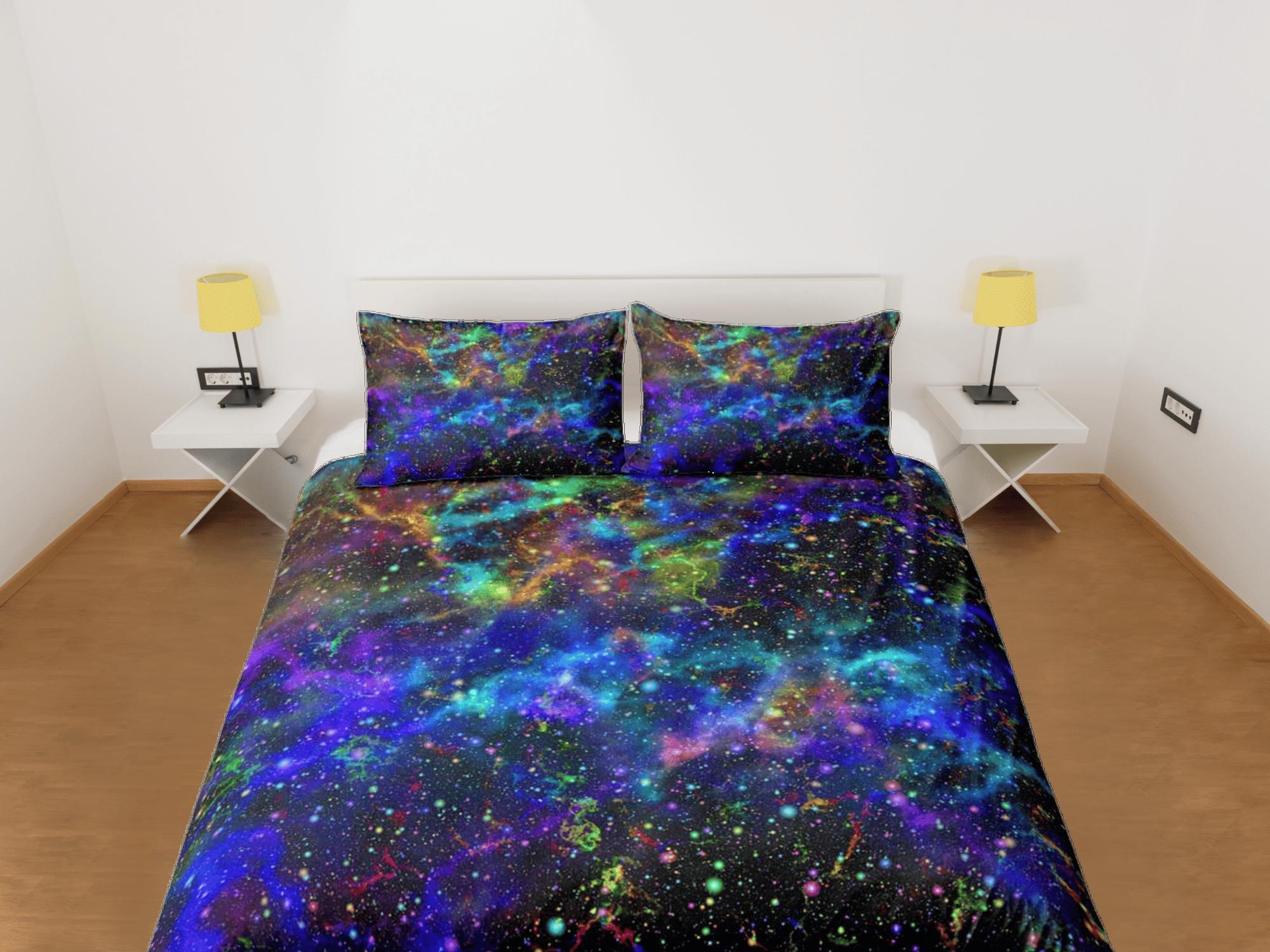 daintyduvet Paint splatter galaxy bedding, outer space bedding set full, cosmic duvet cover king, queen, dorm bedding, toddler bedding aesthetic duvet