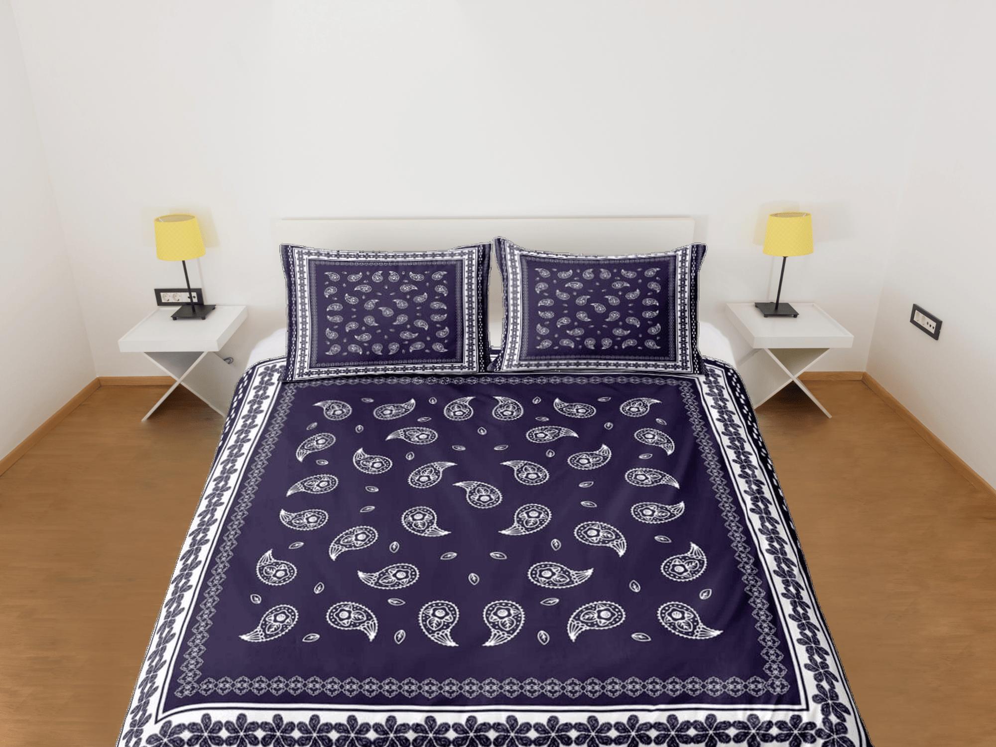 daintyduvet Paisley prints purple duvet cover set, aesthetic room decor bedding set full, king, queen size, abstract boho bedspread, luxury bed cover
