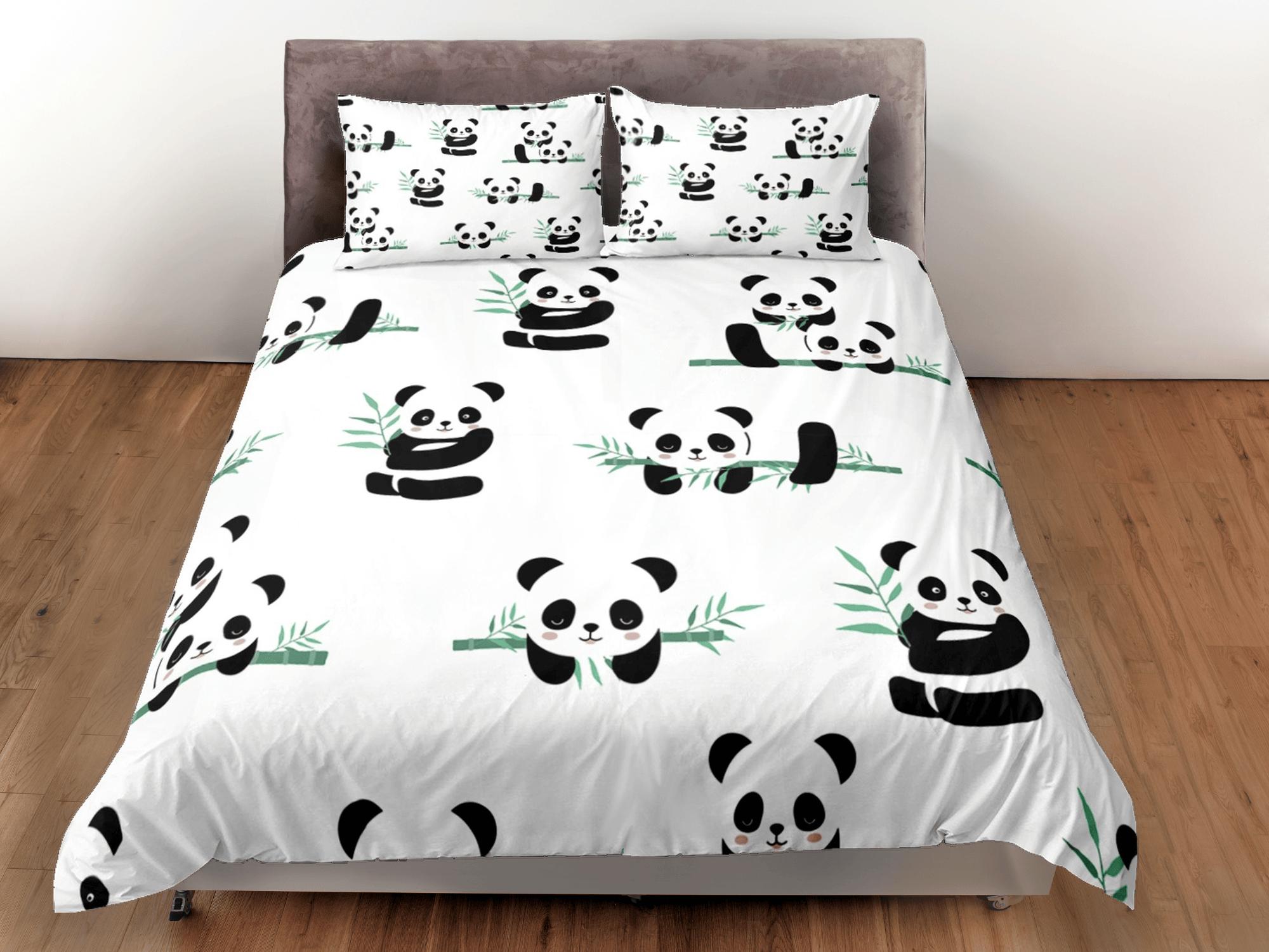 daintyduvet Panda and bamboo duvet cover kids, bedding set full, king, queen, dorm bedding, toddler bedding, aesthetic bedspread, panda lovers gift