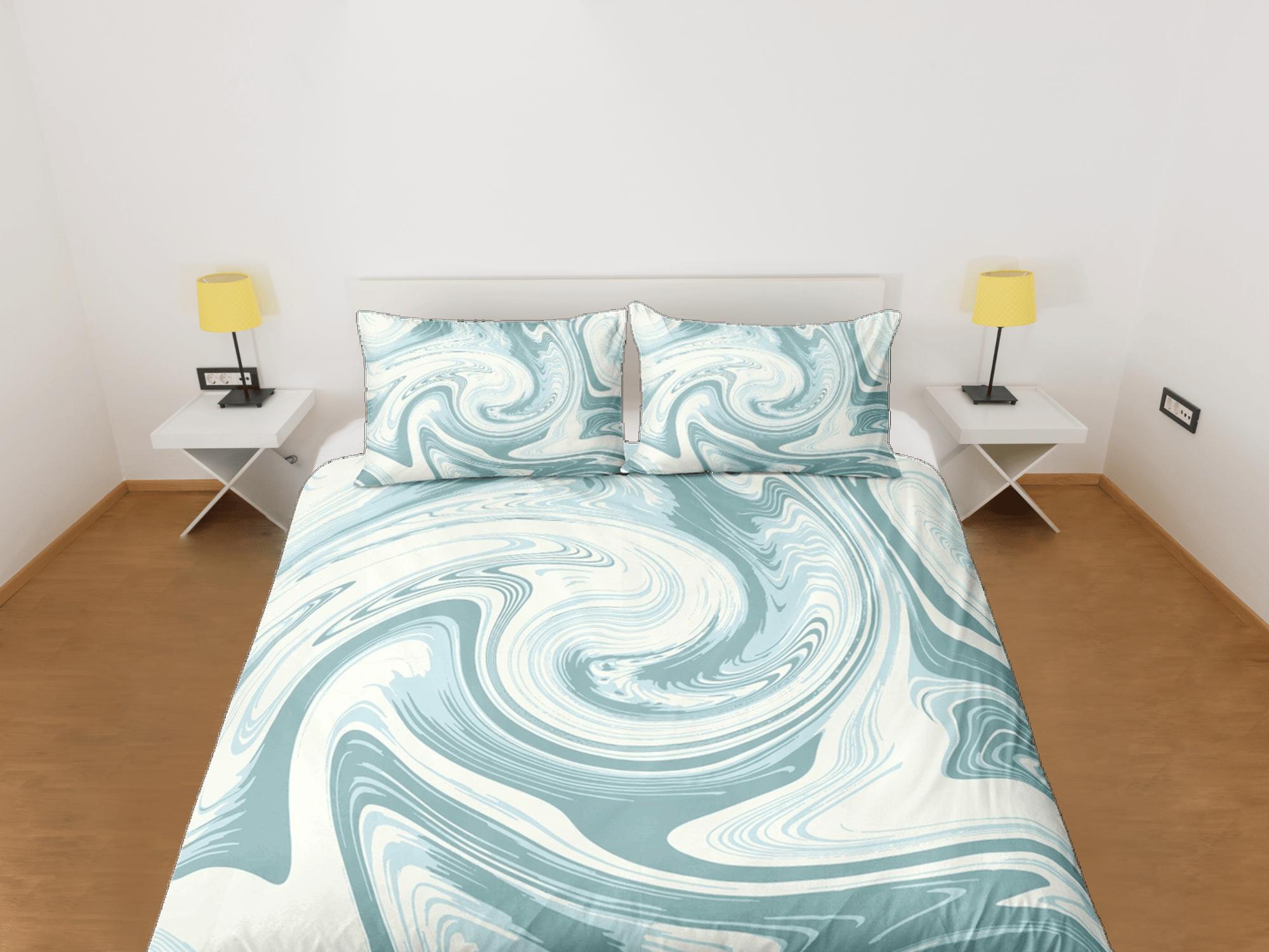 daintyduvet Pastel green contemporary bedroom set aesthetic duvet cover, marble abstract art room decor boho chic bedding set full king queen