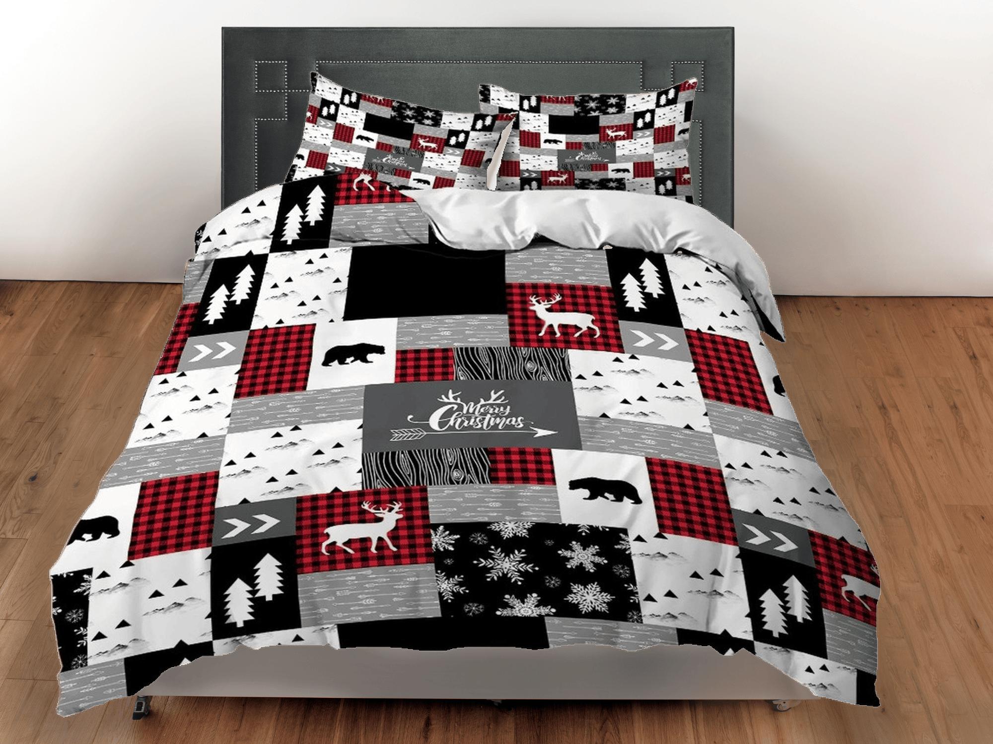 daintyduvet Patchwork Christmas bedding & pillowcase holiday gift duvet cover king queen full twin toddler bedding baby Christmas farmhouse decor