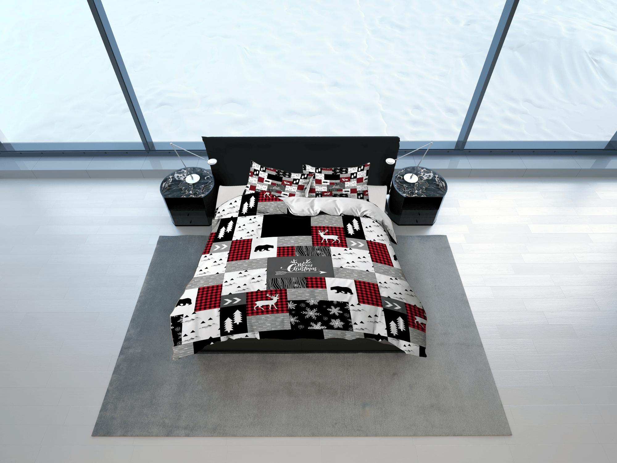 daintyduvet Patchwork Christmas bedding & pillowcase holiday gift duvet cover king queen full twin toddler bedding baby Christmas farmhouse decor