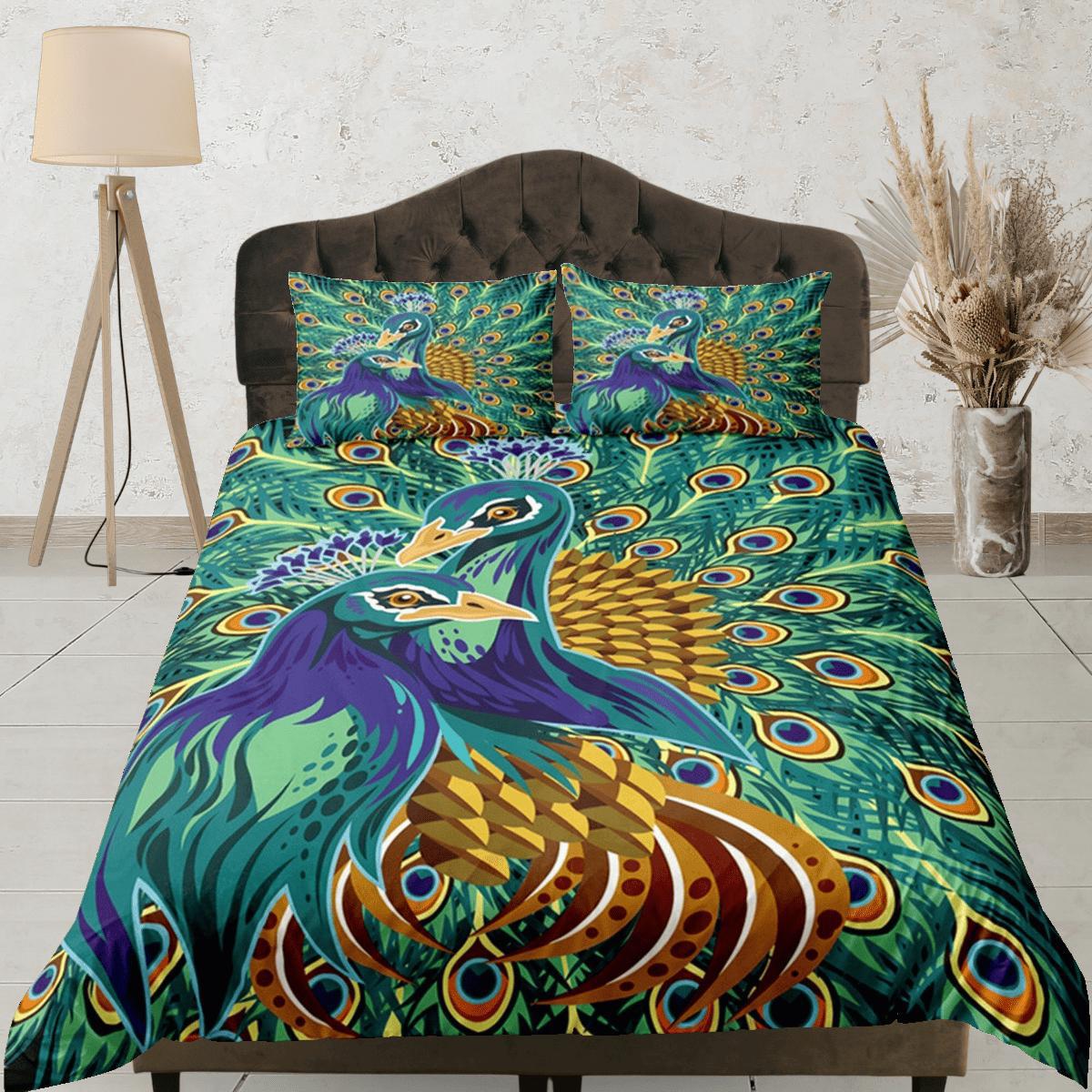 daintyduvet Peacock Duvet Cover Set Unique Dorm Bedding with Pillowcase, Single Bedding Double