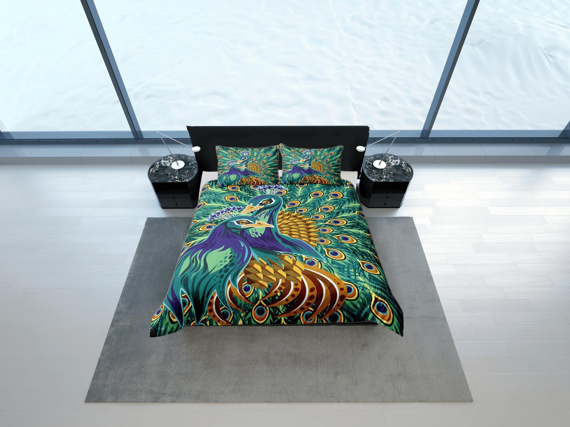 daintyduvet Peacock Duvet Cover Set Unique Dorm Bedding with Pillowcase, Single Bedding Double