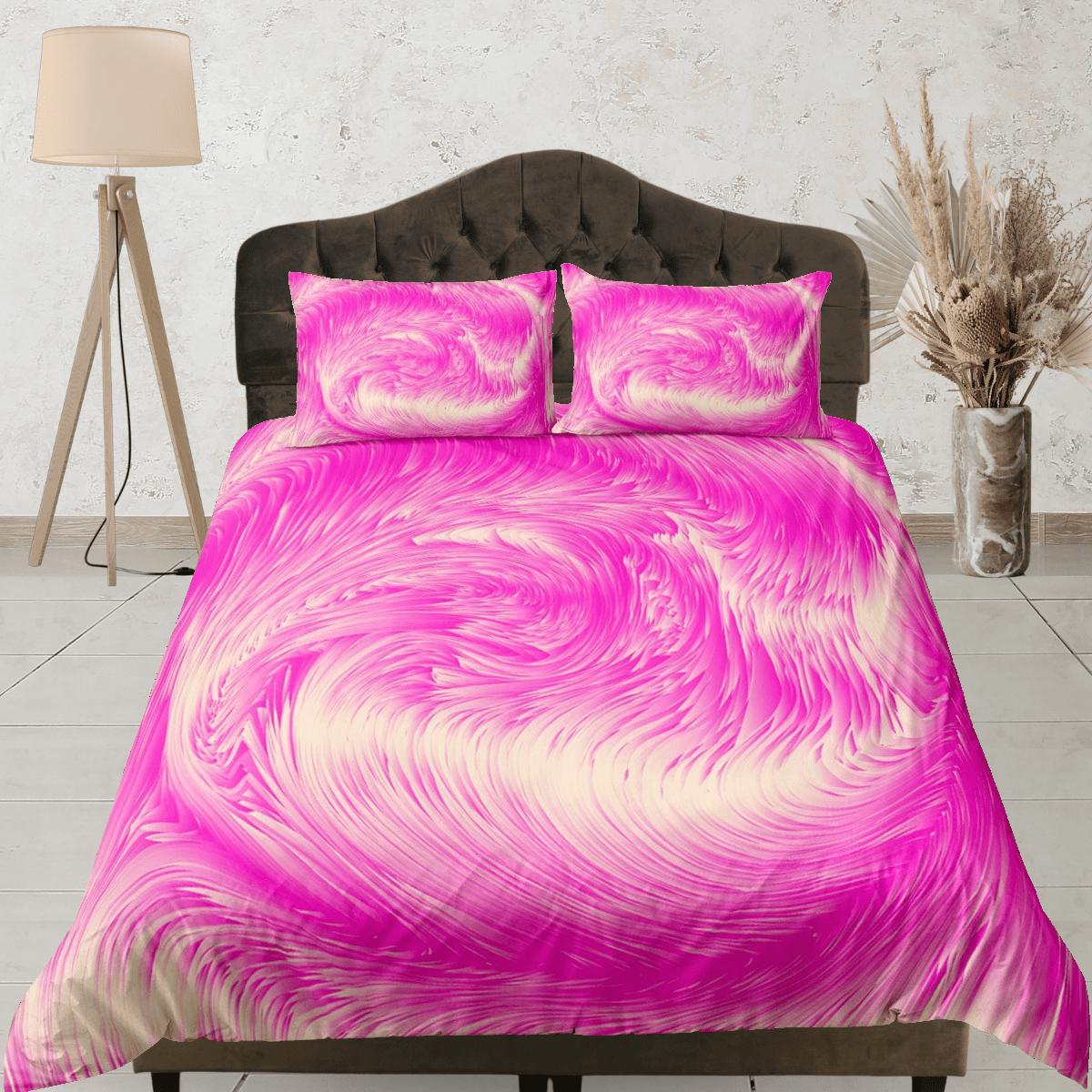 daintyduvet Pink contemporary bedroom set aesthetic duvet cover, marble abstract art room decor boho chic bedding set full king queen