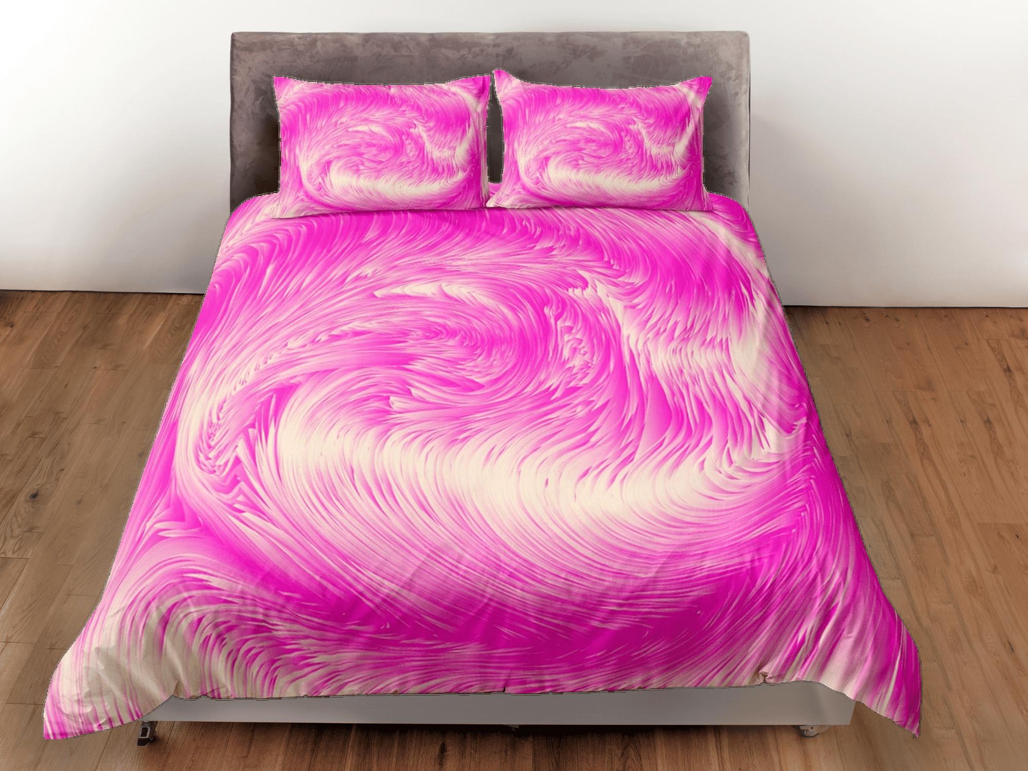 daintyduvet Pink contemporary bedroom set aesthetic duvet cover, marble abstract art room decor boho chic bedding set full king queen