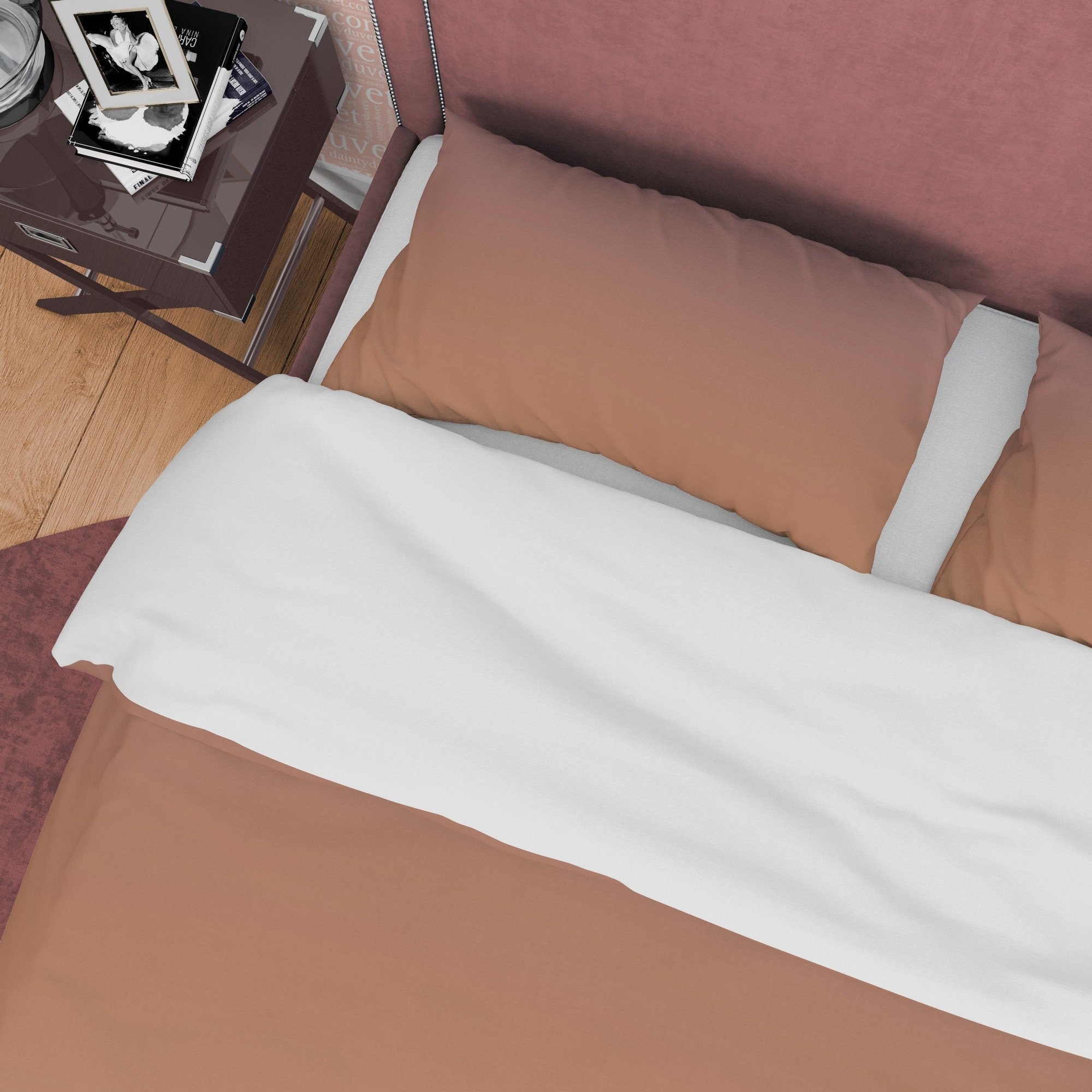 Plain Brown Autumn Duvet Cover Fall Bedding Set, Neutral Colors Aesthetic Quilt Cover, Boho Bedspread, Printed Bed Cover, Unique Bed Cover