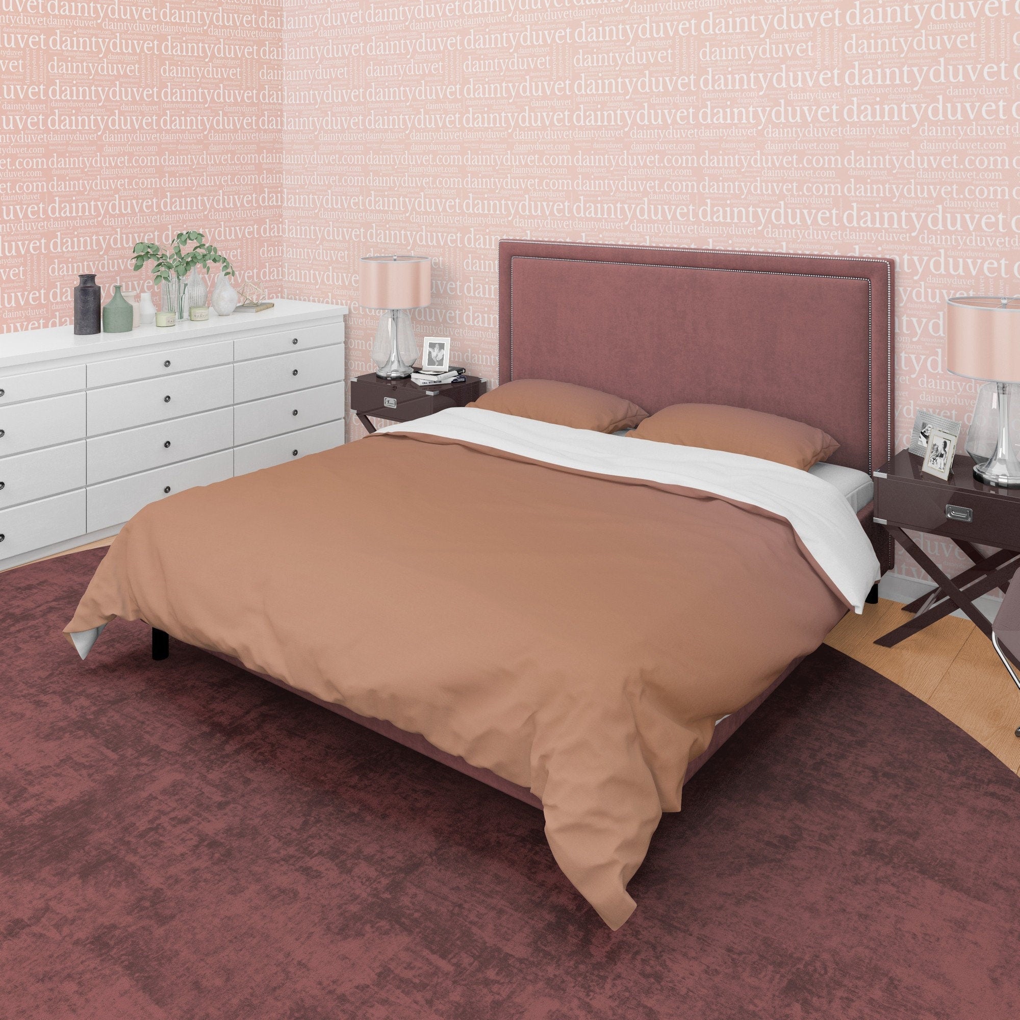 Plain Brown Autumn Duvet Cover Fall Bedding Set, Neutral Colors Aesthetic Quilt Cover, Boho Bedspread, Printed Bed Cover, Unique Bed Cover