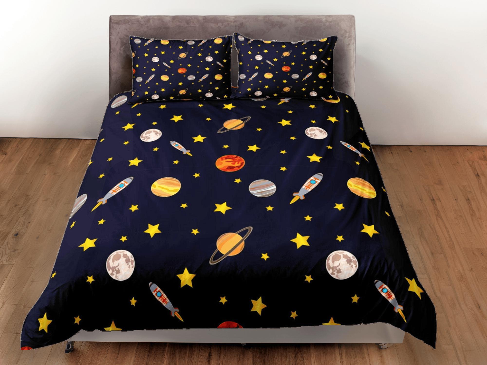 daintyduvet Planets Galaxy Duvet Cover Set Colorful Bedspread, Teens Kids Bedding & Pillowcase