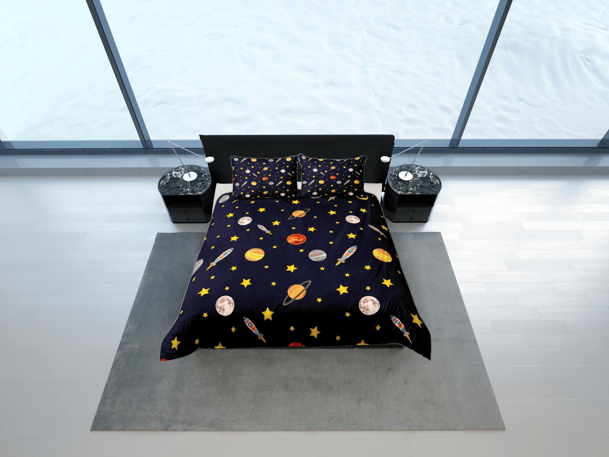 daintyduvet Planets Galaxy Duvet Cover Set Colorful Bedspread, Teens Kids Bedding & Pillowcase