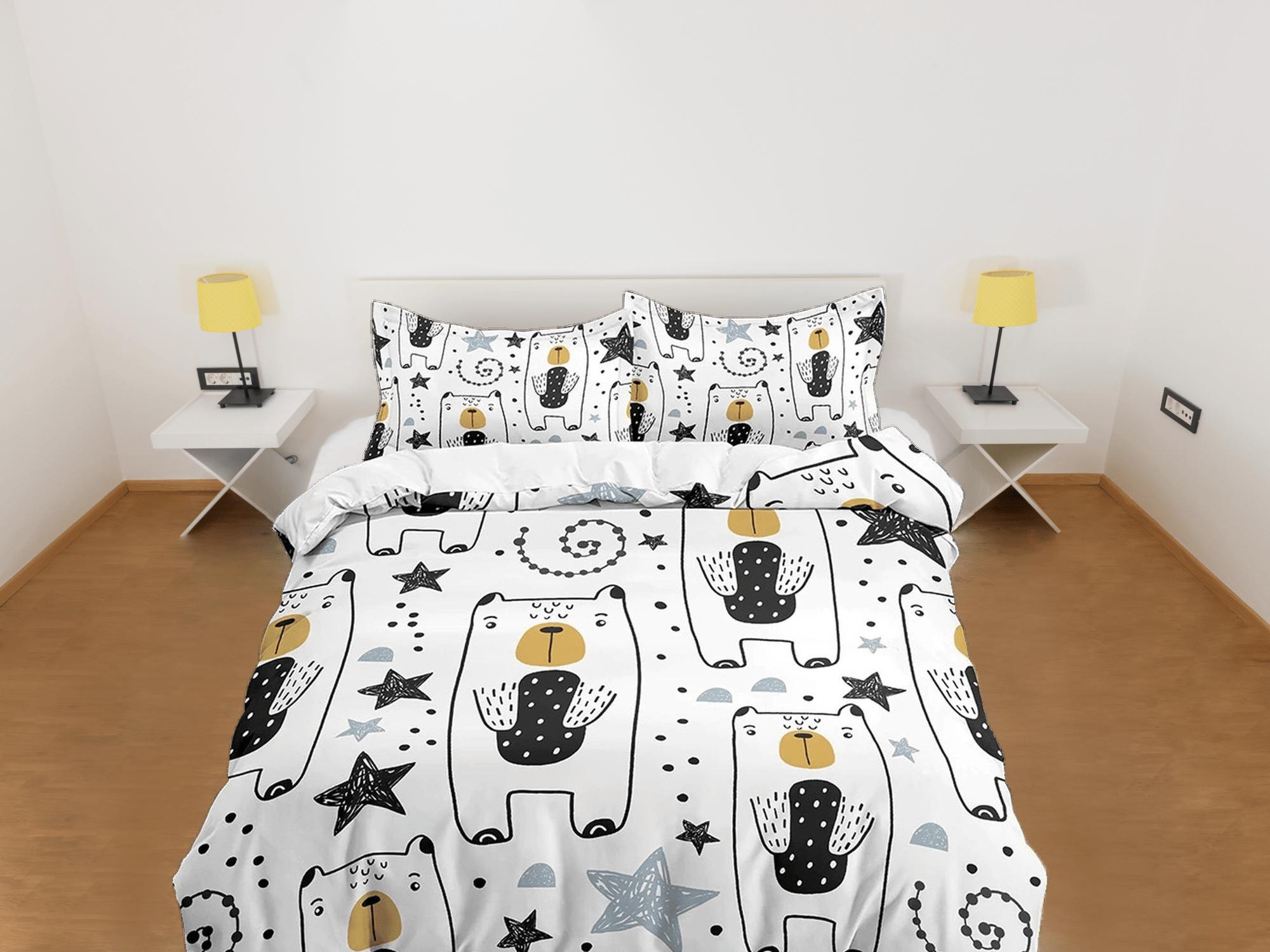 daintyduvet Polar Bear White Toddler Bedding, Unique Duvet Cover for Nursery Kids, Crib Bedding & Pillowcase, Baby Zipper Bedding, King Queen Full Twin