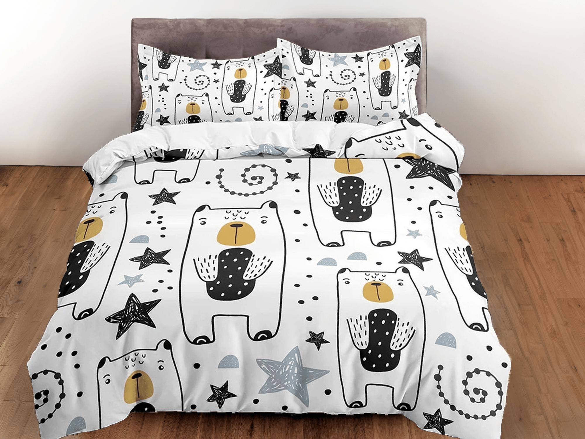 daintyduvet Polar Bear White Toddler Bedding, Unique Duvet Cover for Nursery Kids, Crib Bedding & Pillowcase, Baby Zipper Bedding, King Queen Full Twin
