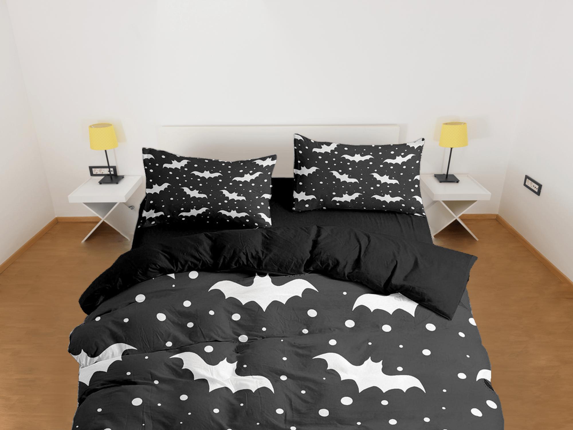 daintyduvet Polka dot bats halloween full bedding & pillowcase, duvet cover set dorm bedding, halloween decor, nursery toddler bedding, halloween gift