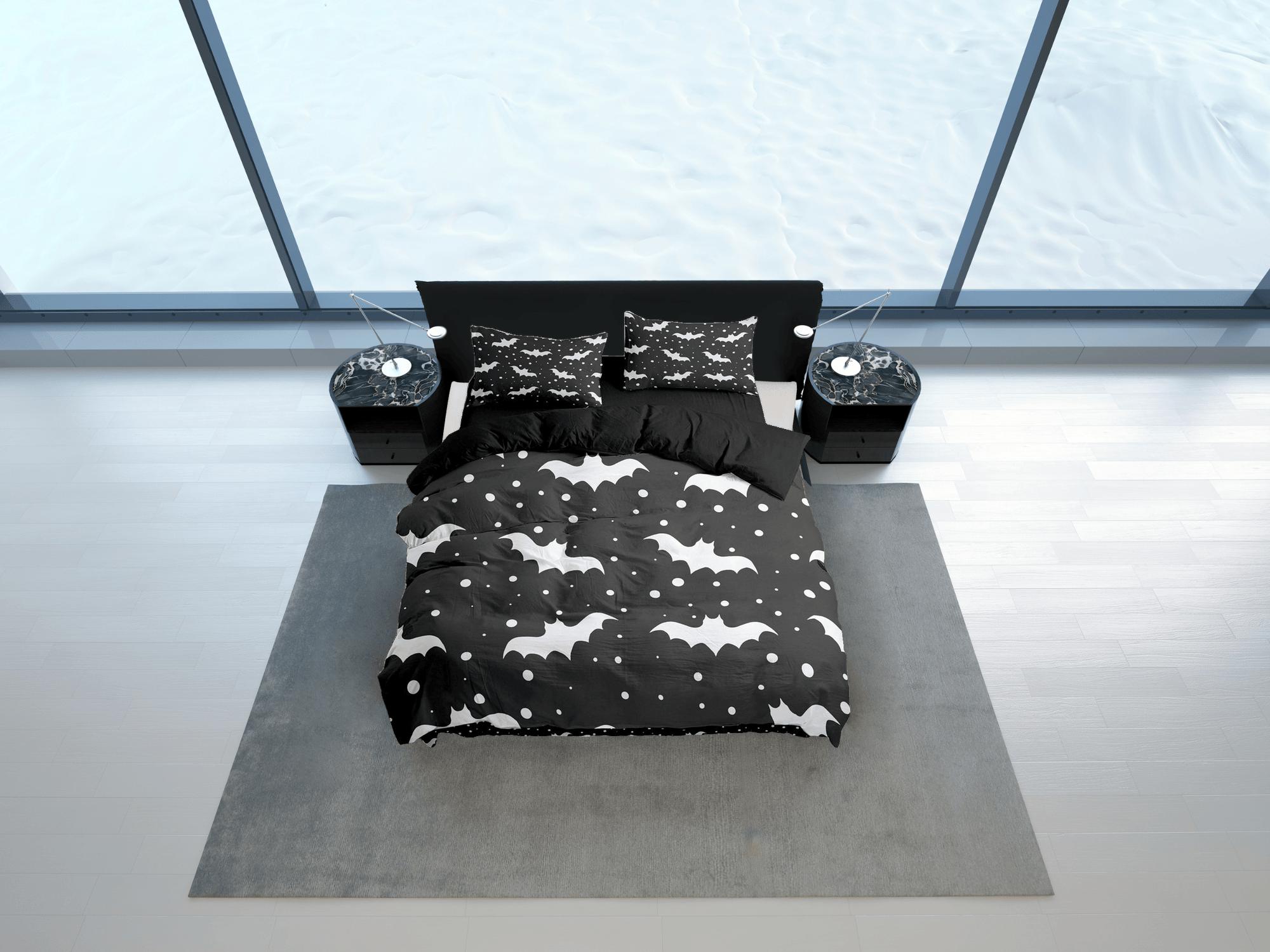 daintyduvet Polka dot bats halloween full bedding & pillowcase, duvet cover set dorm bedding, halloween decor, nursery toddler bedding, halloween gift