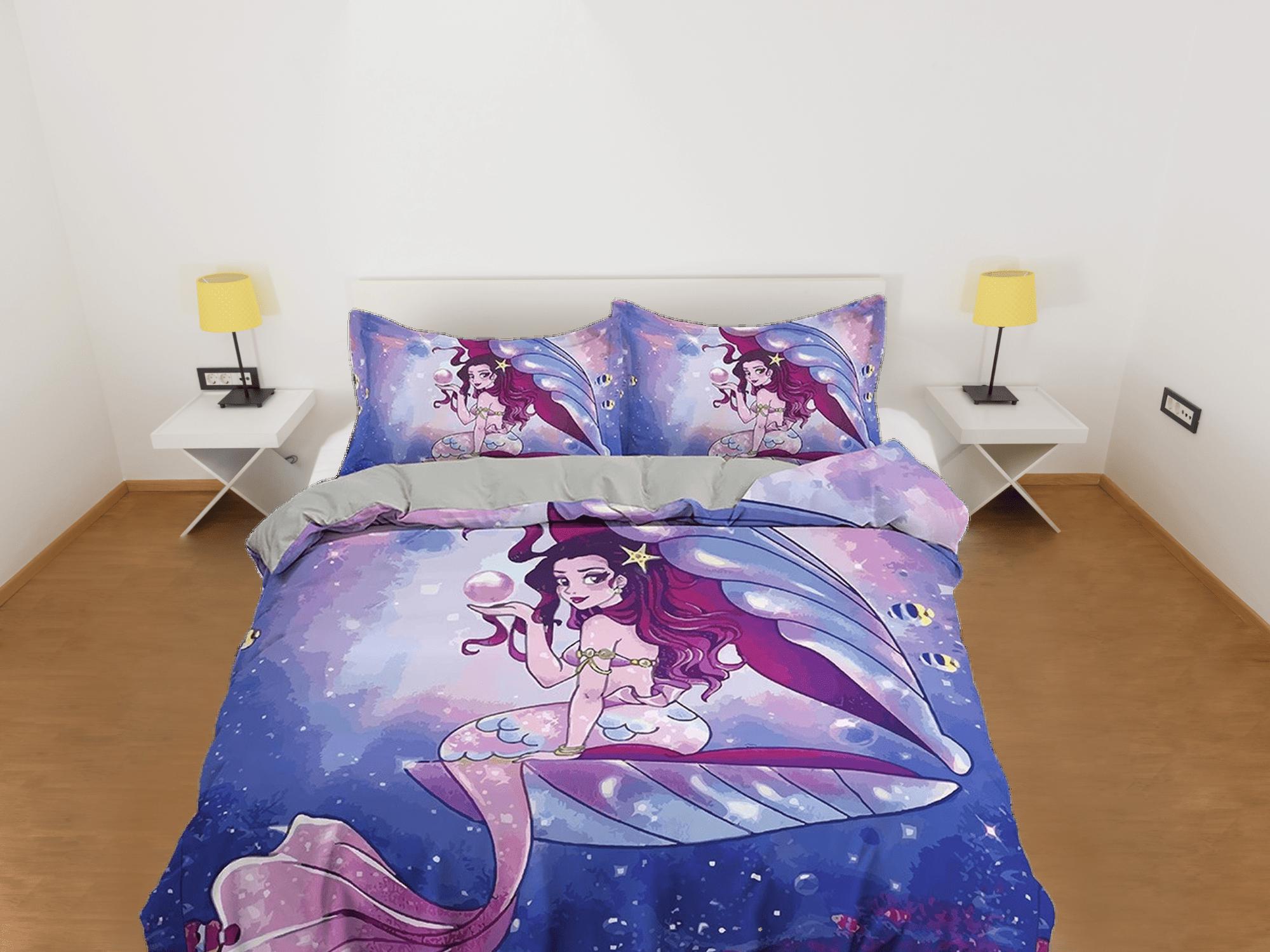 daintyduvet Pretty fairy fantasy themed toddler bedding, blue purple duvet cover for kids, crib bedding, baby zipper bedding, king queen full twin