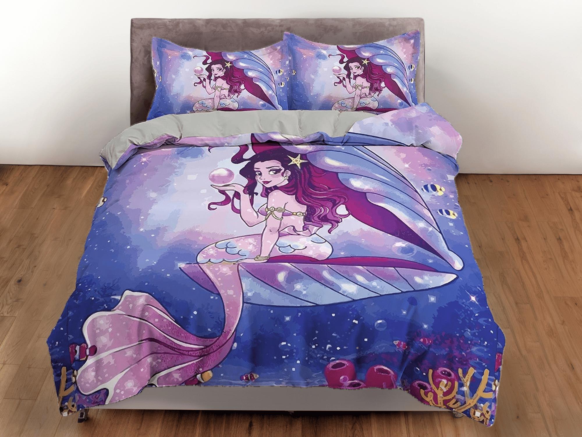 daintyduvet Pretty fairy fantasy themed toddler bedding, blue purple duvet cover for kids, crib bedding, baby zipper bedding, king queen full twin