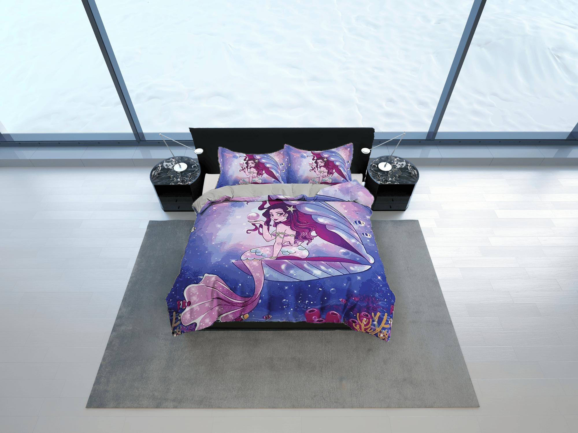 daintyduvet Pretty fairy fantasy themed toddler bedding, blue purple duvet cover for kids, crib bedding, baby zipper bedding, king queen full twin