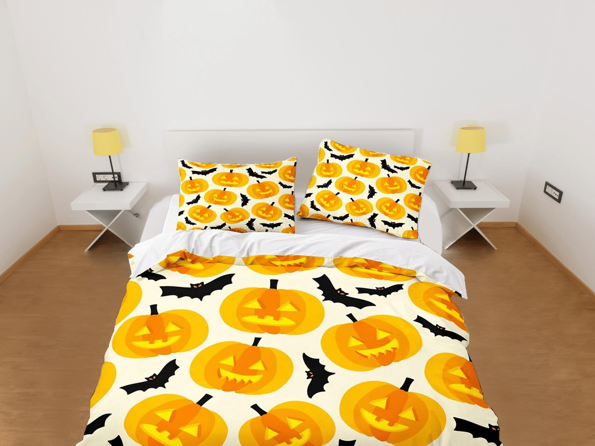 daintyduvet Pumpkin lantern bats halloween bedding & pillowcase, duvet cover set dorm bedding, halloween decor, nursery toddler bedding, halloween gift