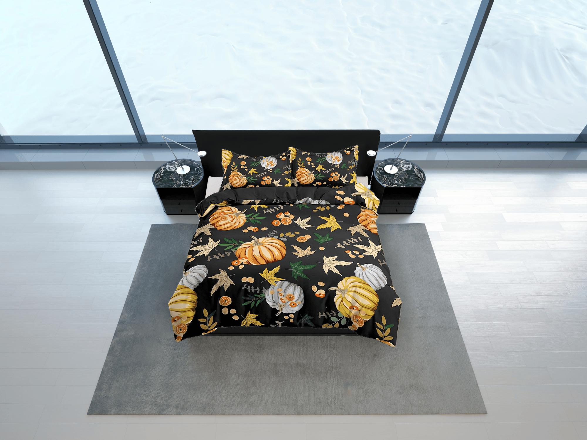 daintyduvet Pumpkin retro halloween bedding & pillowcase, autumn duvet cover set dorm bedding, halloween decor, nursery toddler bedding, halloween gift