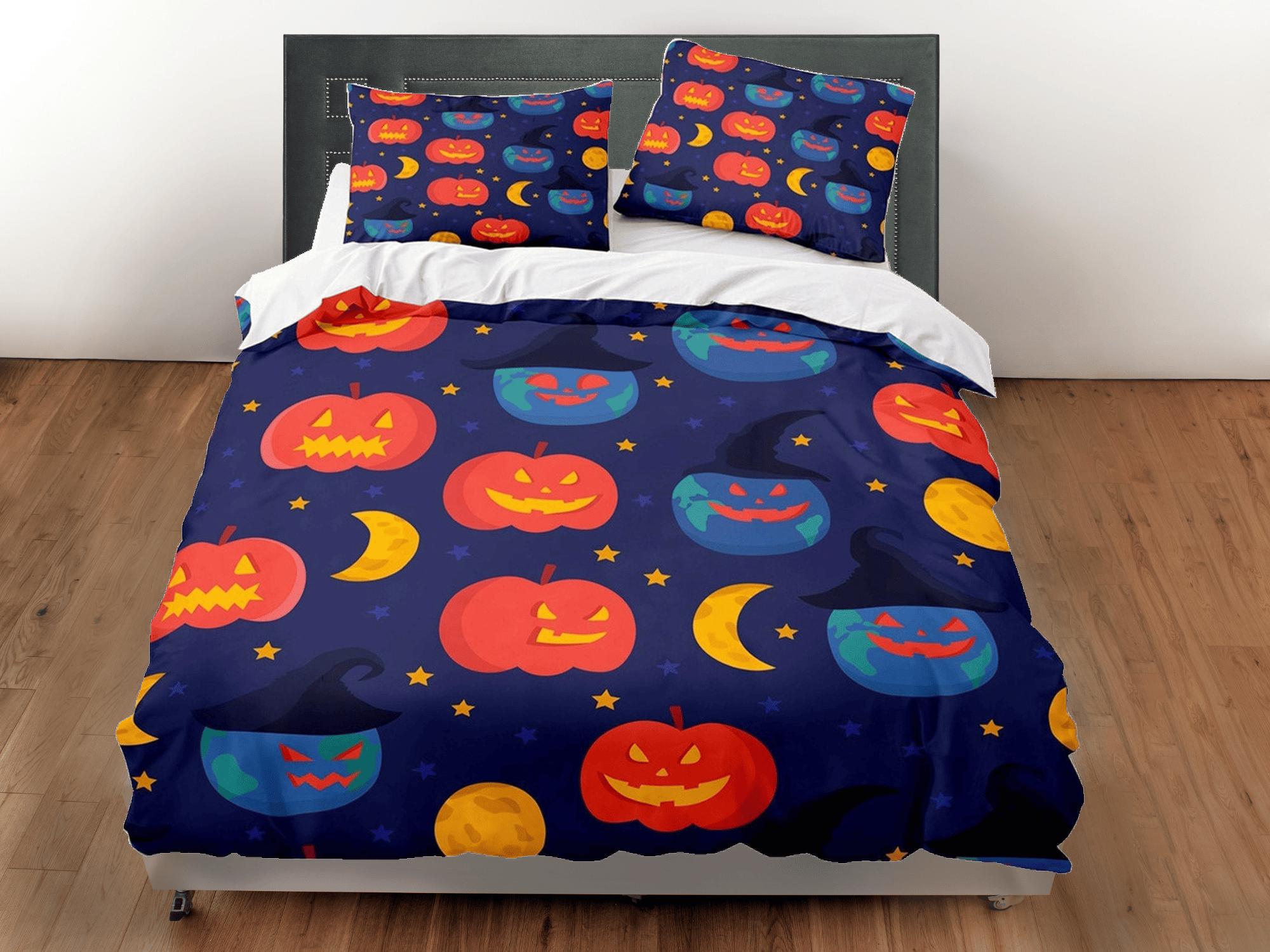daintyduvet Pumpkins at night halloween bedding & pillowcase, duvet cover set dorm bedding, halloween decor, nursery toddler bedding, halloween gift