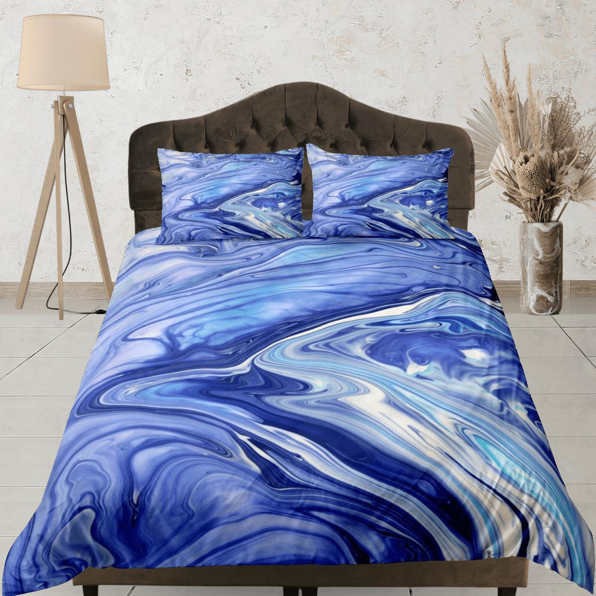 daintyduvet Purple blue marble bedding contemporary bedroom set aesthetic duvet cover, abstract art room decor boho chic bedding set full king queen