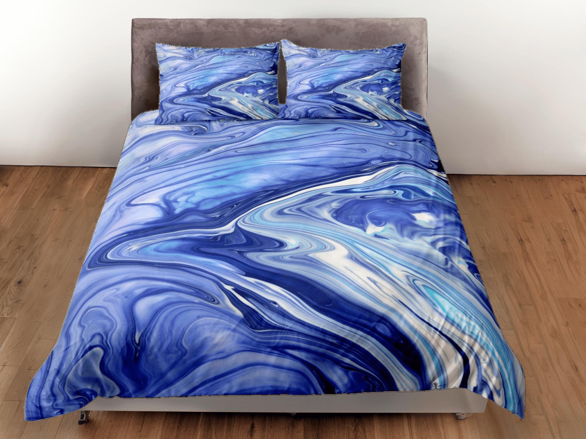 daintyduvet Purple blue marble bedding contemporary bedroom set aesthetic duvet cover, abstract art room decor boho chic bedding set full king queen