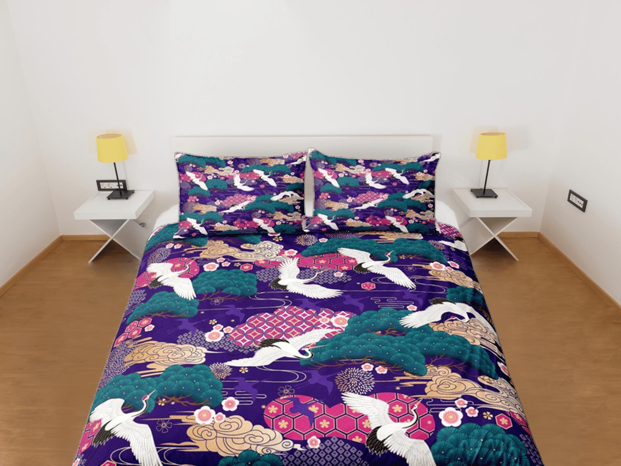 daintyduvet Purple Duvet Cover Set Japanese Bedspread, Dorm Bedding Pillowcase, Floral King Duvet Cover Full, Queen Duvet Comforter Cover