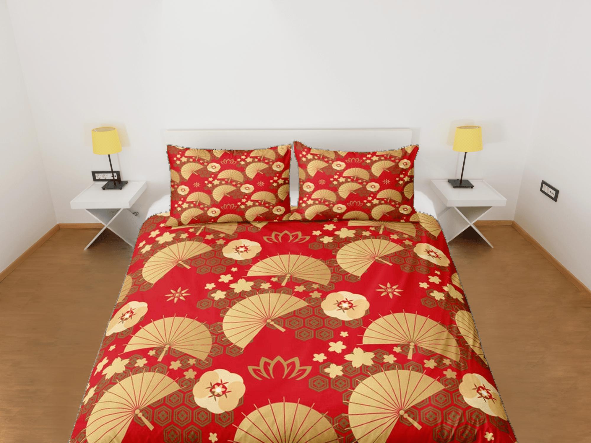 daintyduvet Red Gold Duvet Cover Set Oriental Asian Style Bedspread, Dorm Bedding & Pillowcase