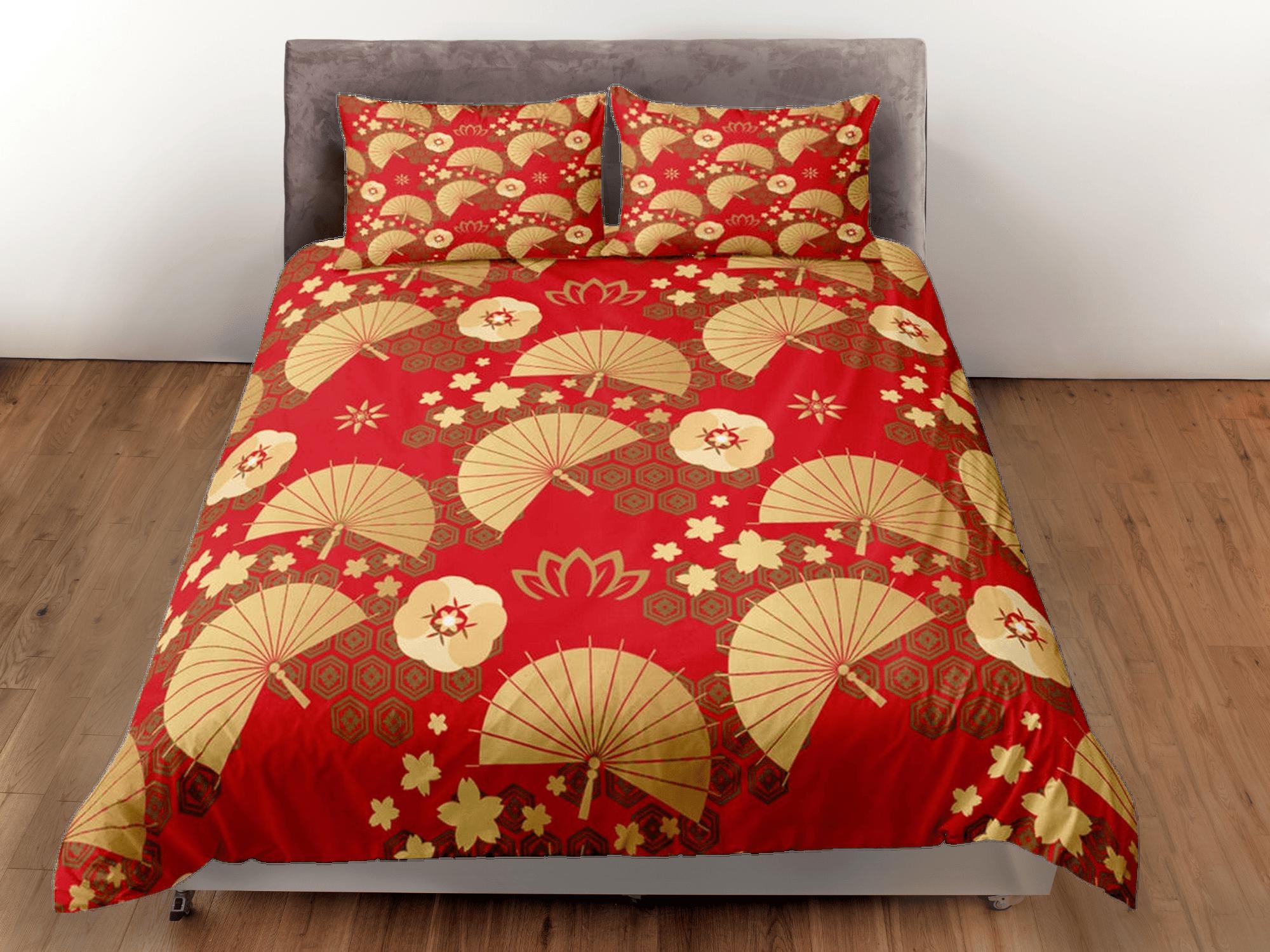 daintyduvet Red Gold Duvet Cover Set Oriental Asian Style Bedspread, Dorm Bedding & Pillowcase