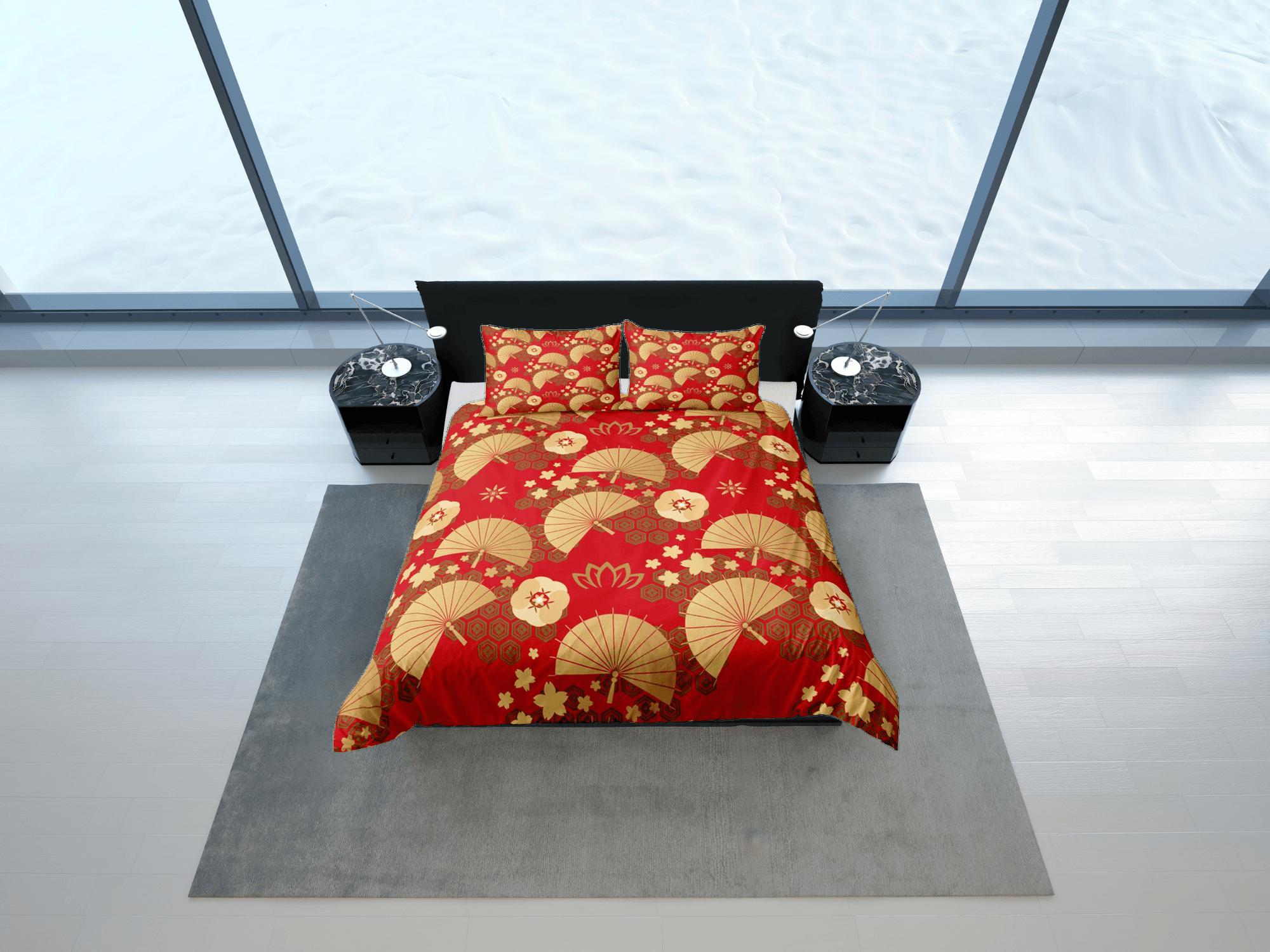 daintyduvet Red Gold Duvet Cover Set Oriental Asian Style Bedspread, Dorm Bedding & Pillowcase