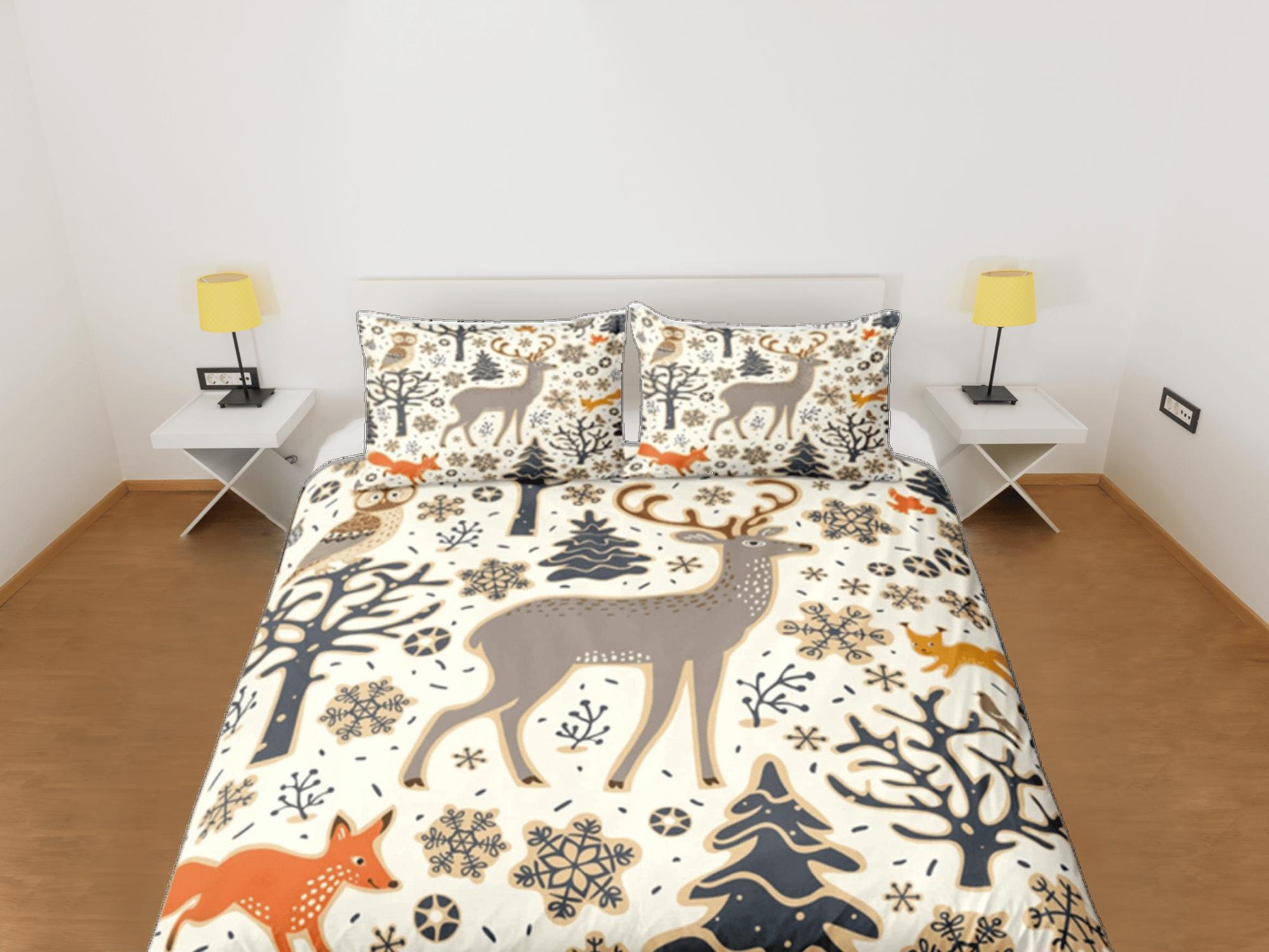 daintyduvet Reindeer Duvet Cover Set Cute Bedspread, Christmas Dorm Bedding & Pillowcase, King Duvet Cover Full, Queen Comforter Cover Single Bed