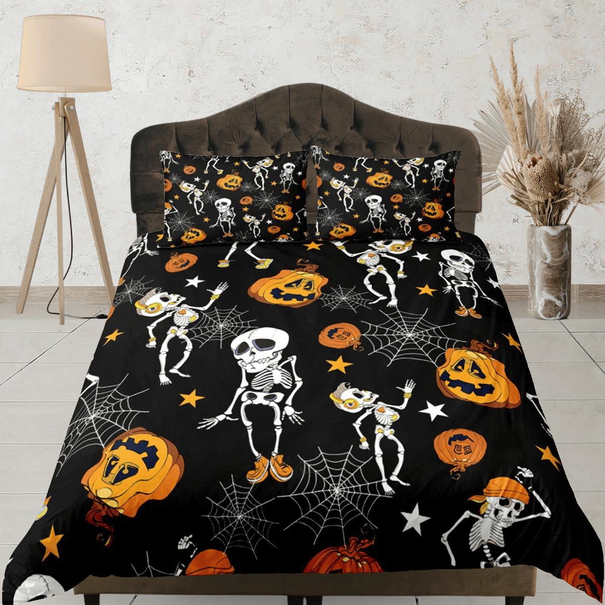 daintyduvet Retro black halloween bedding & pillowcase, gothic duvet cover, dorm bedding, halloween decor goth bedding, halloween gift, toddler bedding